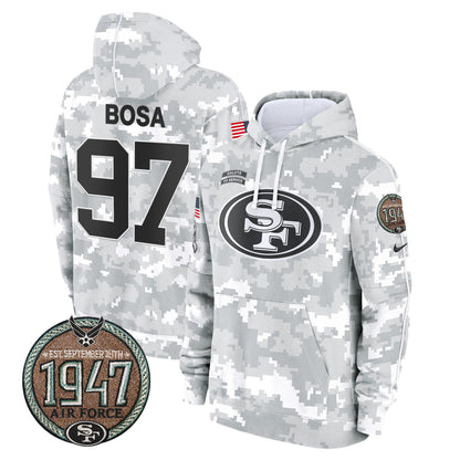Men's 49ers 2024 Salute to Service Establishment Year Patch Fleece Pullover Hoodie - All Stitched