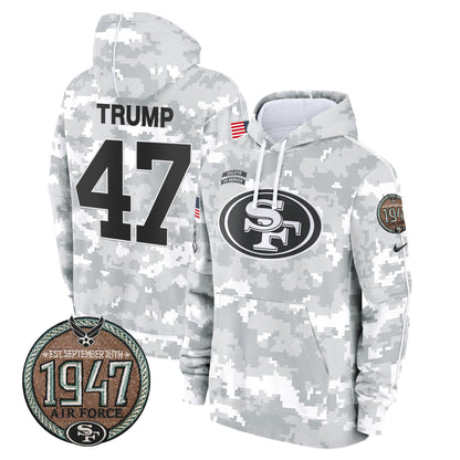 Men's 49ers 2024 Salute to Service Establishment Year Patch Fleece Pullover Hoodie - All Stitched