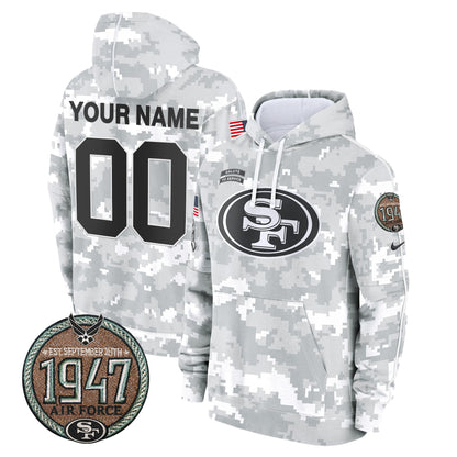 49ers 2024 Salute to Service Establishment Year Patch Custom Fleece Pullover Hoodie - All Stitched