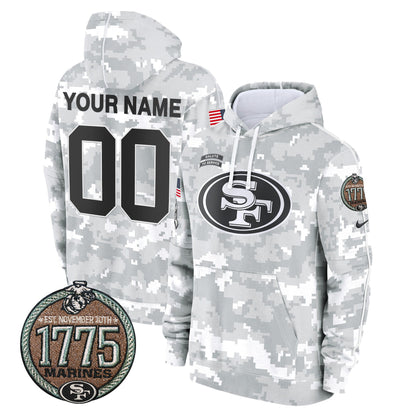 49ers 2024 Salute to Service Establishment Year Patch Custom Fleece Pullover Hoodie - All Stitched