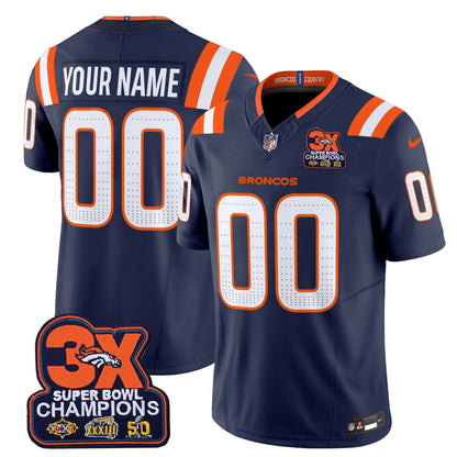 DEN 3-Time Champions Patch Vapor Limited Custom Jersey V2 - All Stitched