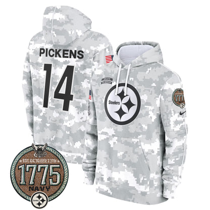 Men's Steelers 2024 Salute to Service Establishment Year Patch Fleece Pullover Hoodie - All Stitched