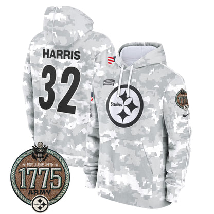 Men's Steelers 2024 Salute to Service Establishment Year Patch Fleece Pullover Hoodie - All Stitched