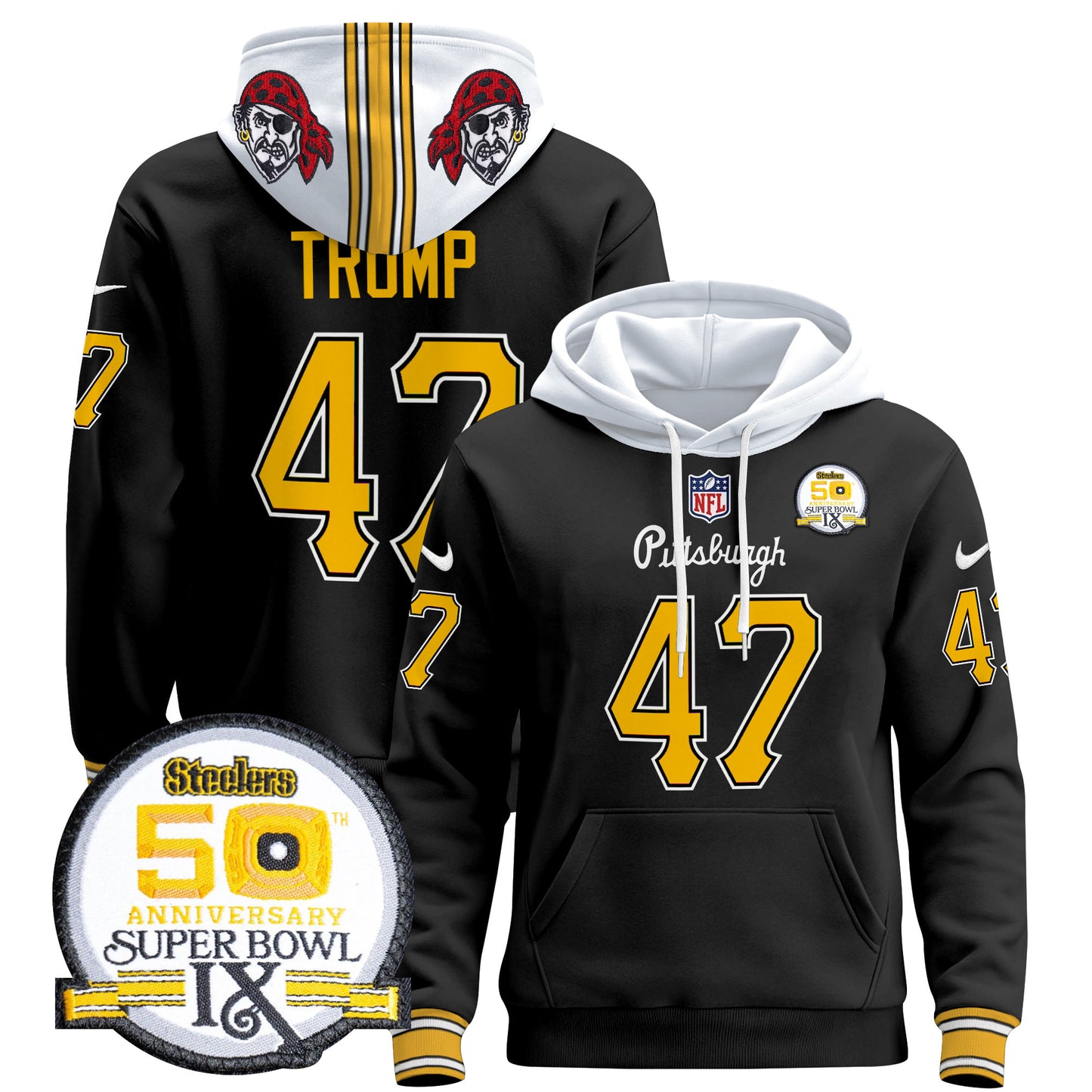Men's Pittsburgh Steelers 2024 Pullover Hoodie V3 - All Stitched