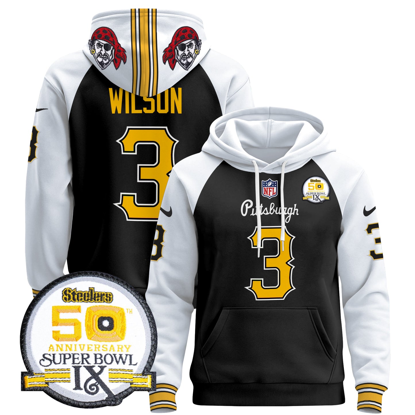 Men's Pittsburgh Steelers 2024 Pullover Hoodie V3 - All Stitched