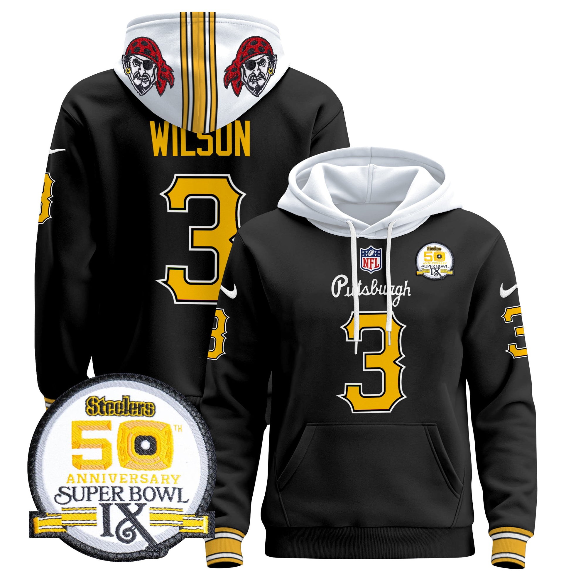 Men's Pittsburgh Steelers 2024 Pullover Hoodie V3 - All Stitched