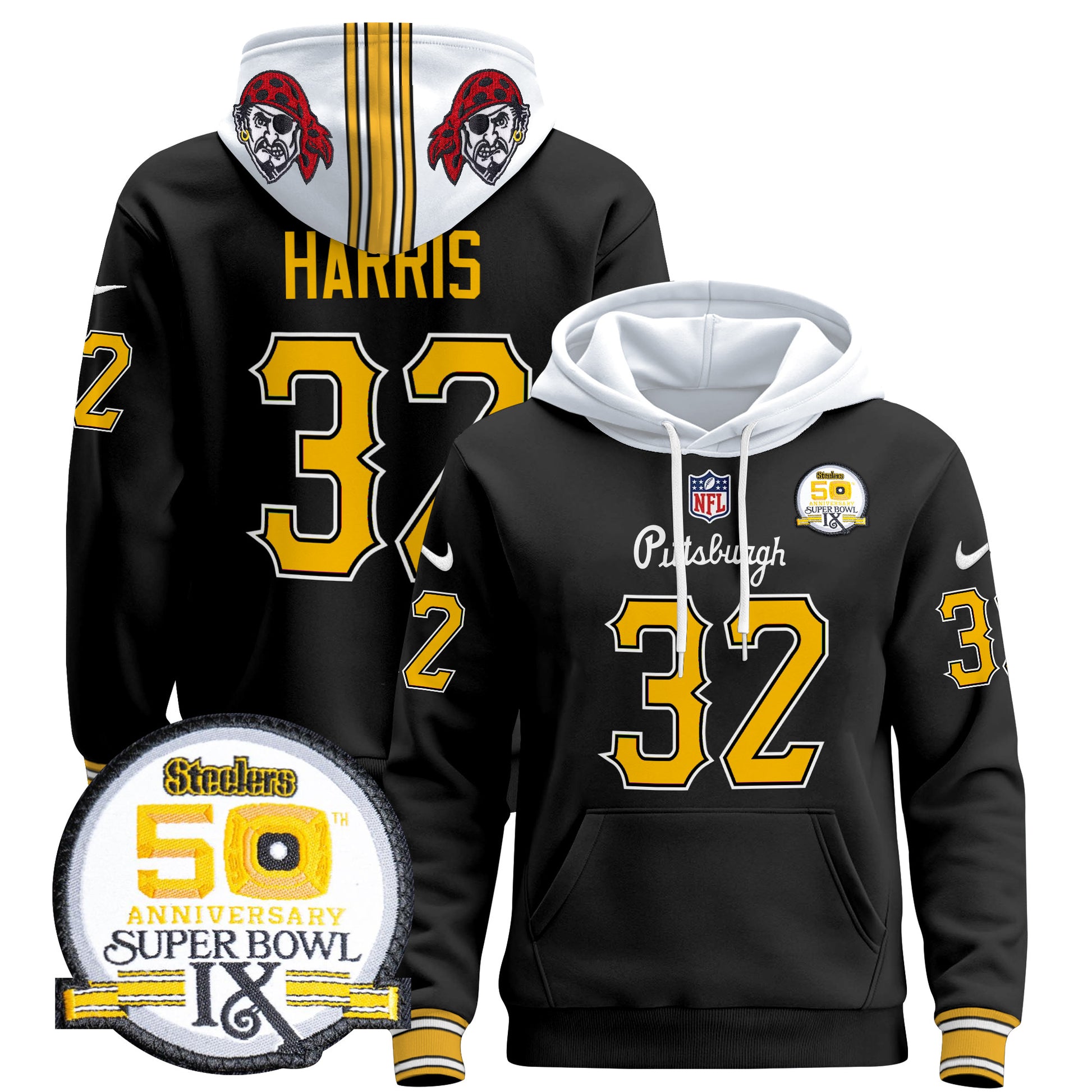 Men's Pittsburgh Steelers 2024 Pullover Hoodie V3 - All Stitched