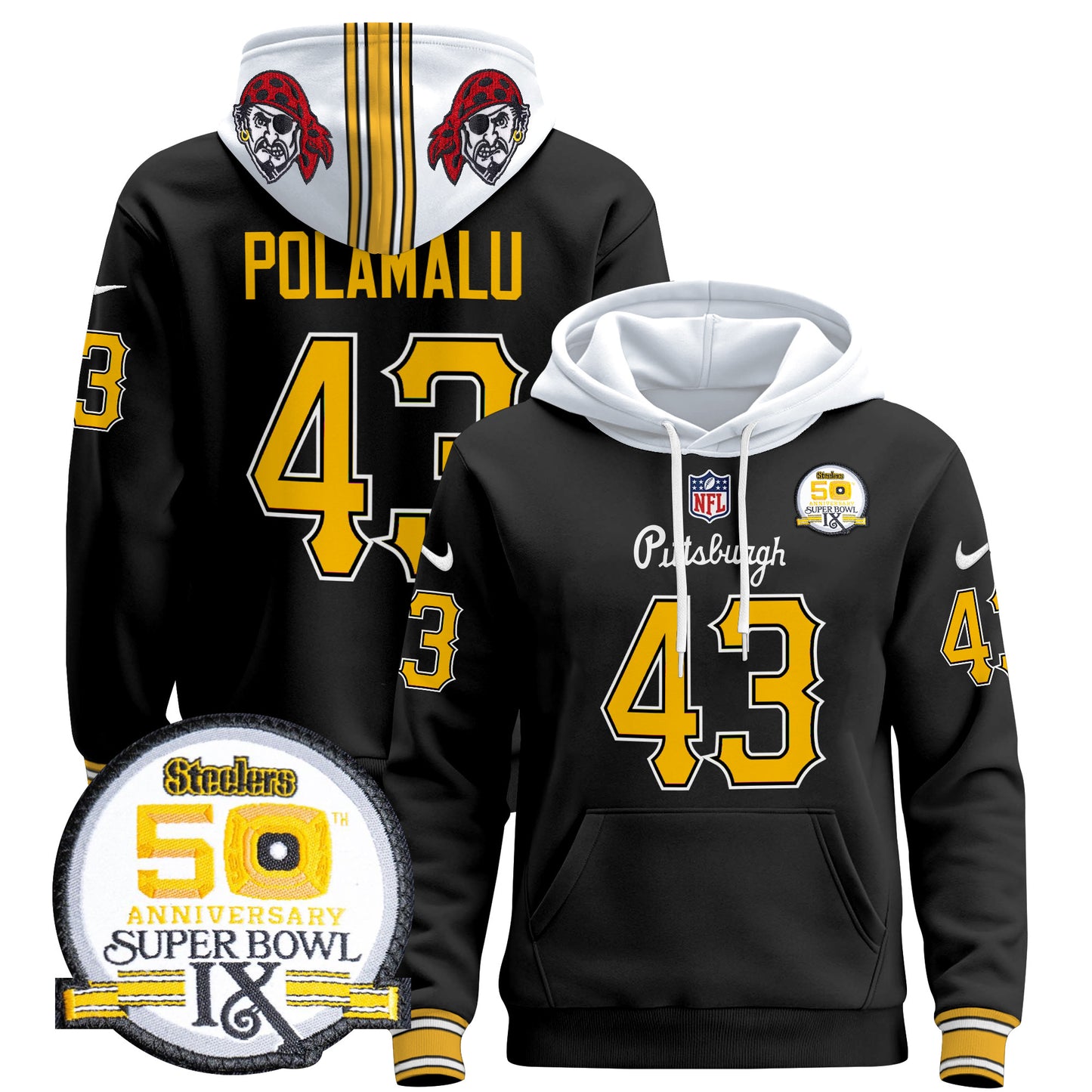 Men's Pittsburgh Steelers 2024 Pullover Hoodie V3 - All Stitched