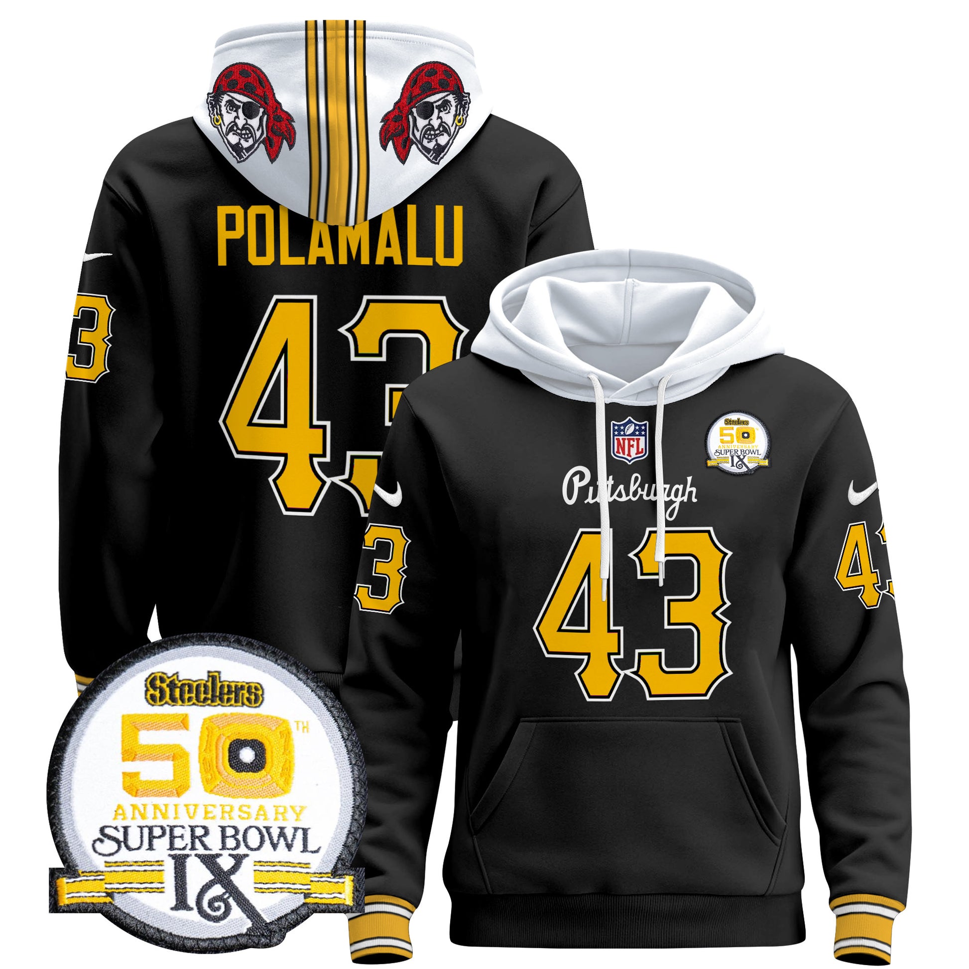 Men's Pittsburgh Steelers 2024 Pullover Hoodie V3 - All Stitched