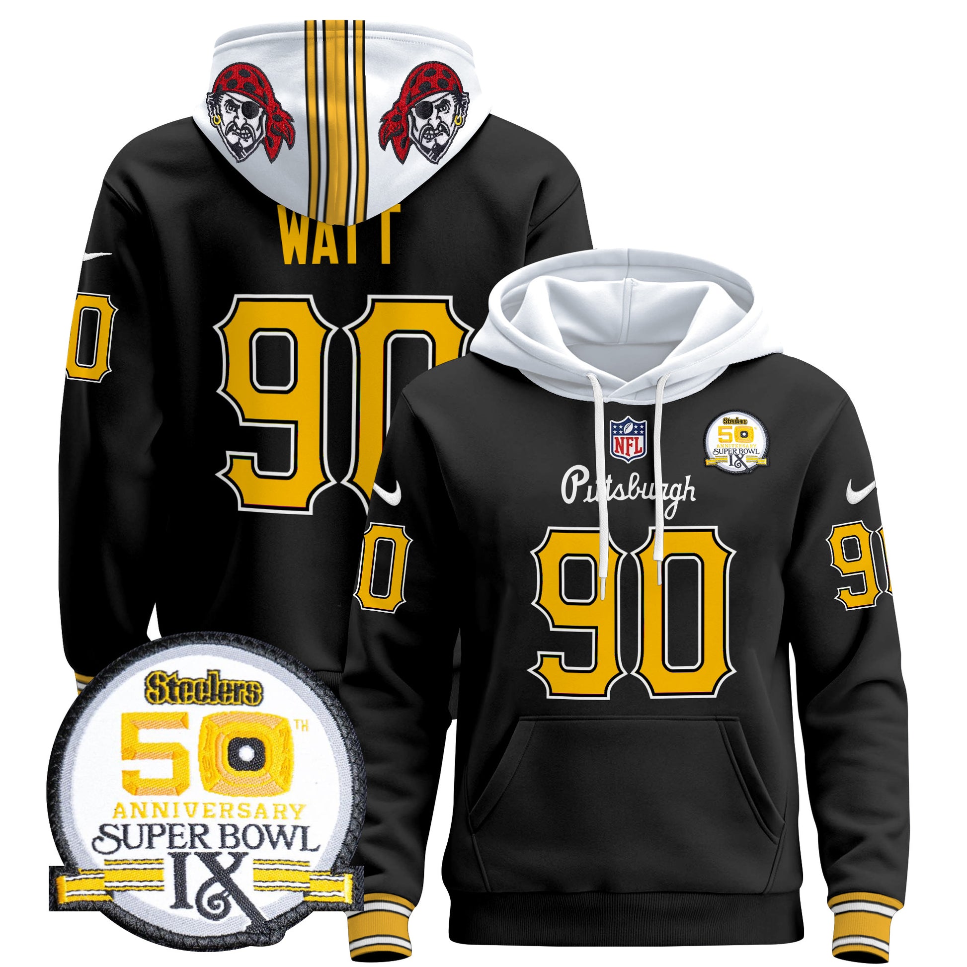 Men's Pittsburgh Steelers 2024 Pullover Hoodie V3 - All Stitched