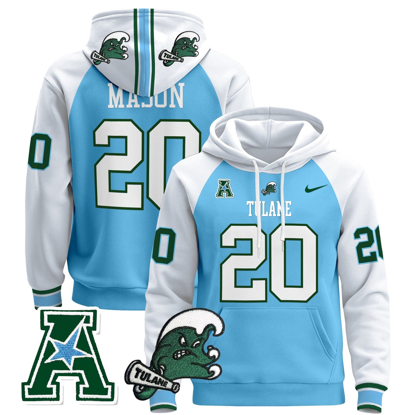 Men's Tulane Green Wave 2024 Pullover Hoodie - All Stitched
