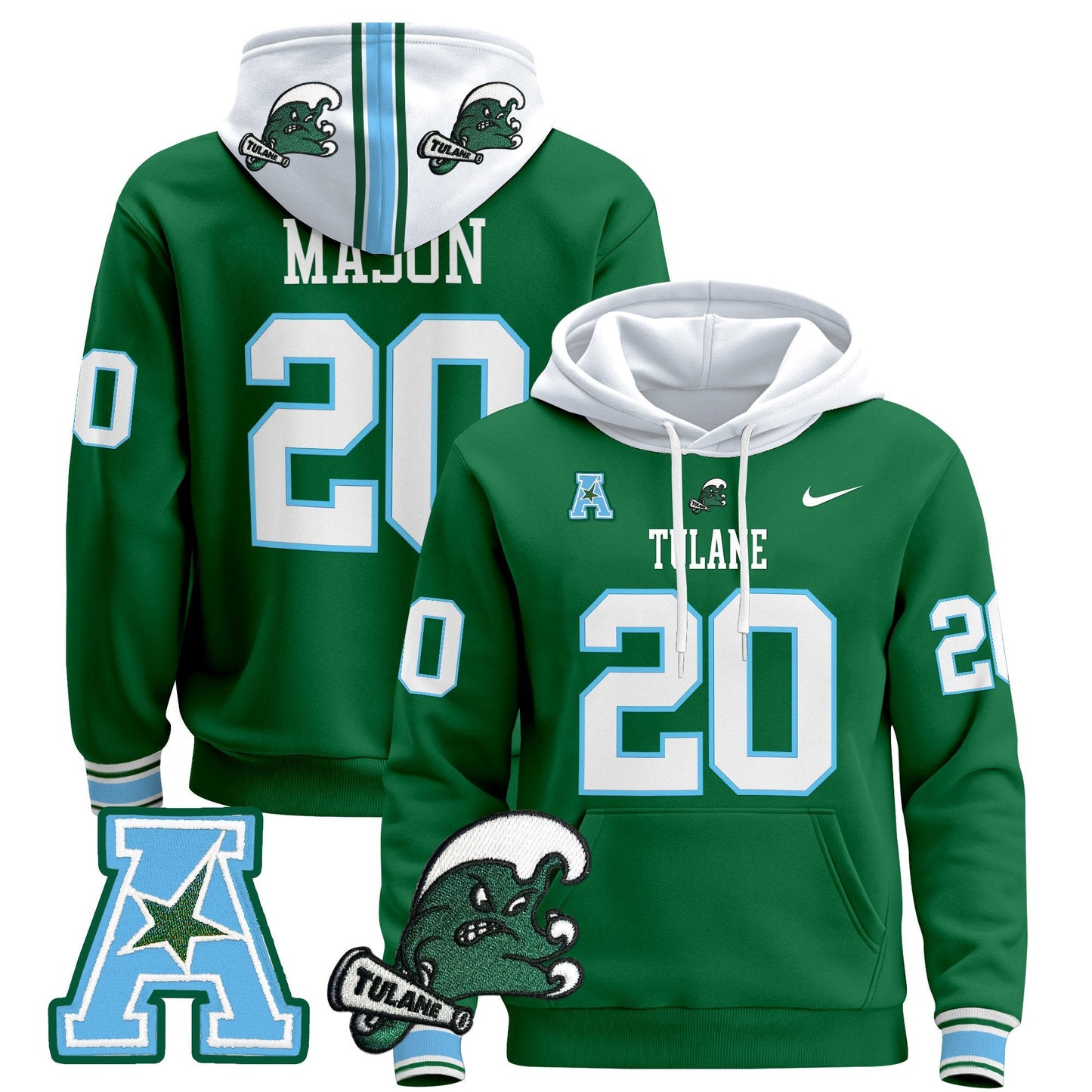 Men's Tulane Green Wave 2024 Pullover Hoodie - All Stitched