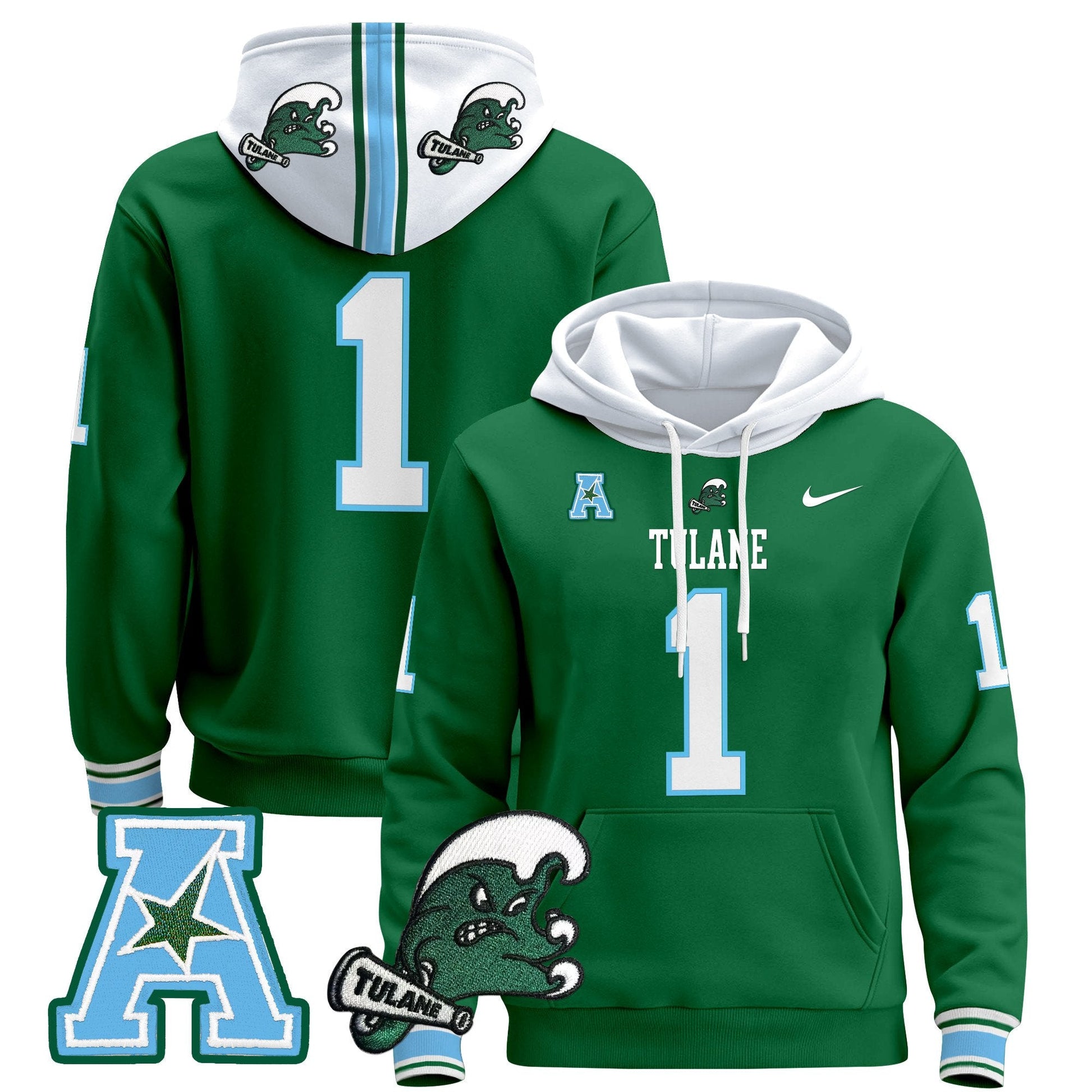 Men's Tulane Green Wave 2024 Pullover Hoodie - All Stitched