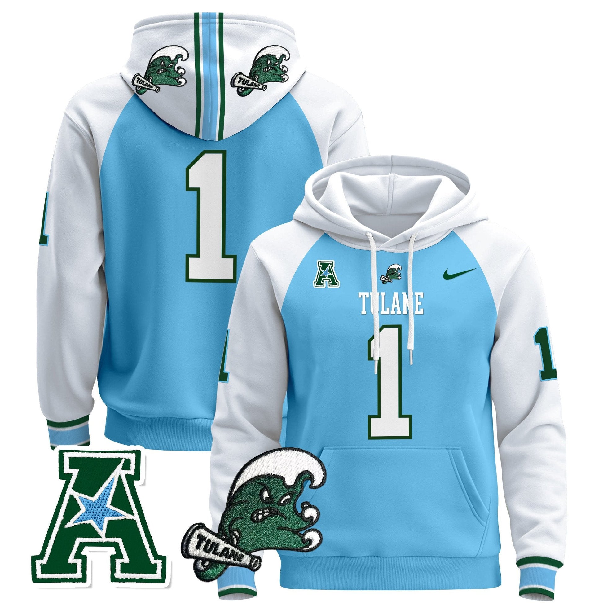 Men's Tulane Green Wave 2024 Pullover Hoodie - All Stitched