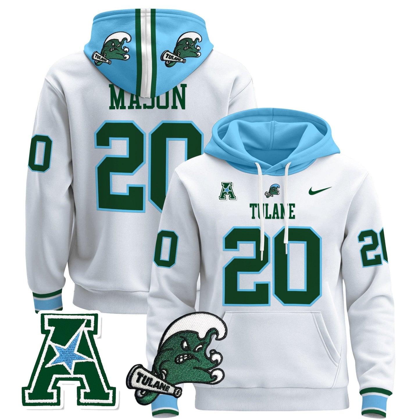 Men's Tulane Green Wave 2024 Pullover Hoodie - All Stitched