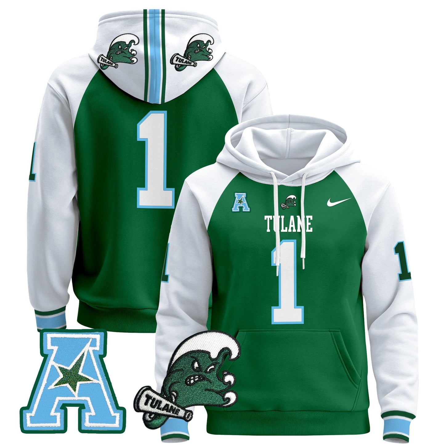 Men's Tulane Green Wave 2024 Pullover Hoodie - All Stitched