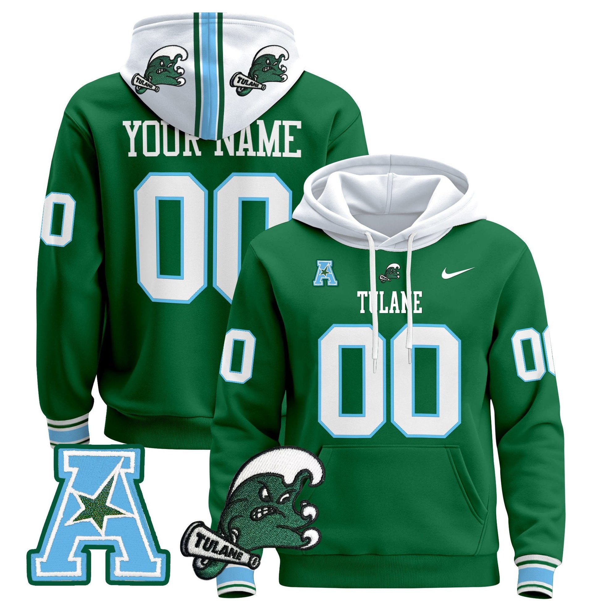 Tulane Green Wave 2024 Custom Pullover Hoodie - All Stitched