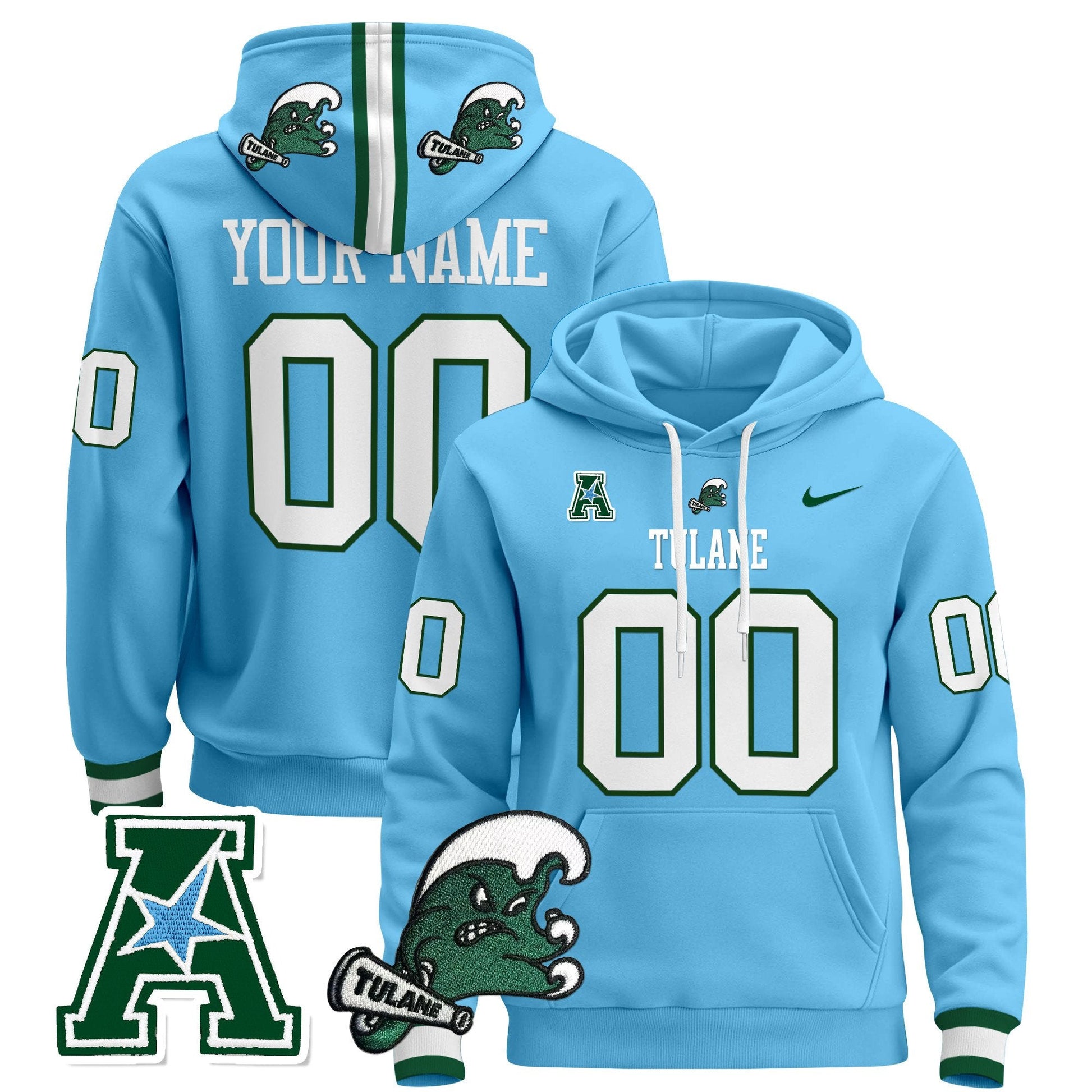 Tulane Green Wave 2024 Custom Pullover Hoodie - All Stitched