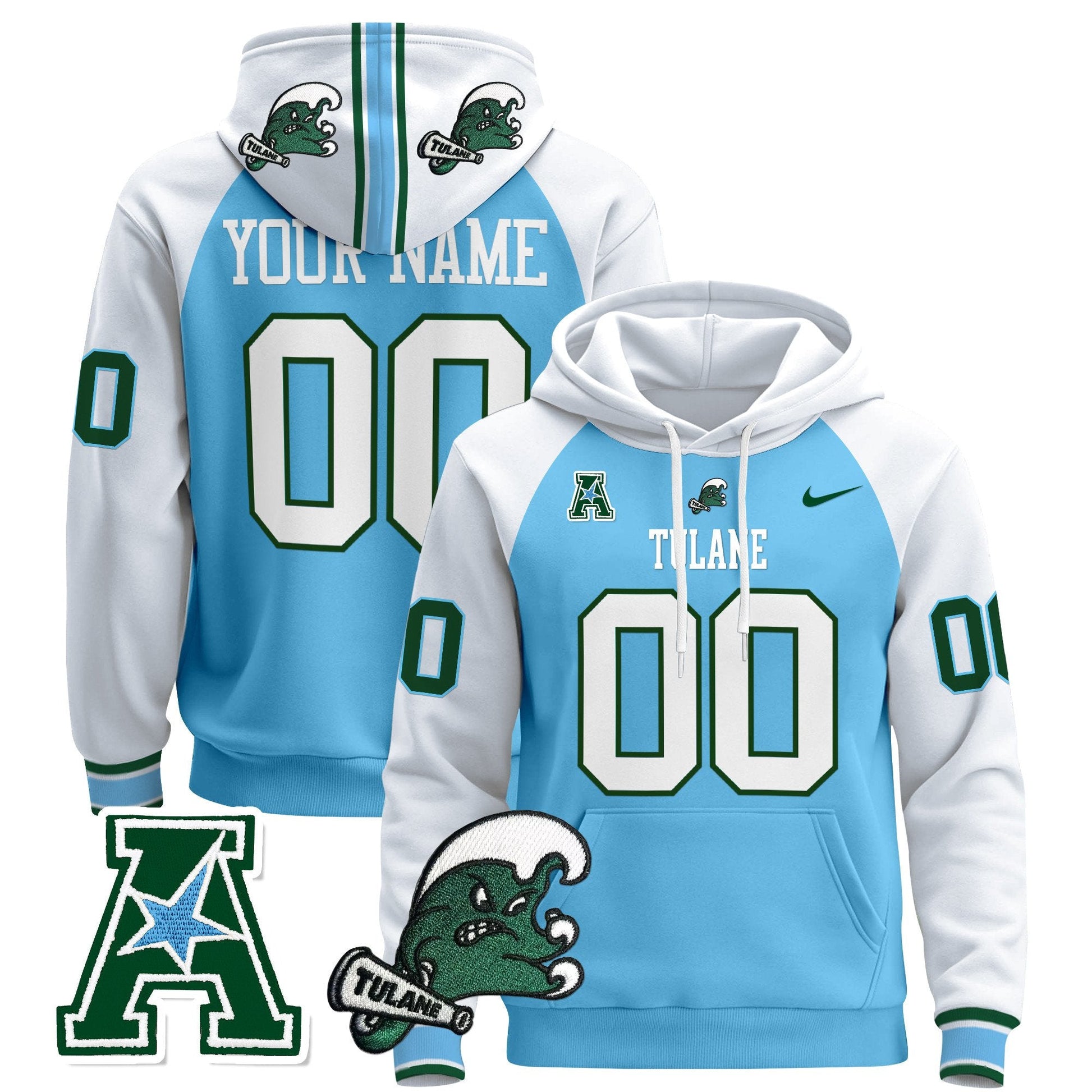 Tulane Green Wave 2024 Custom Pullover Hoodie - All Stitched