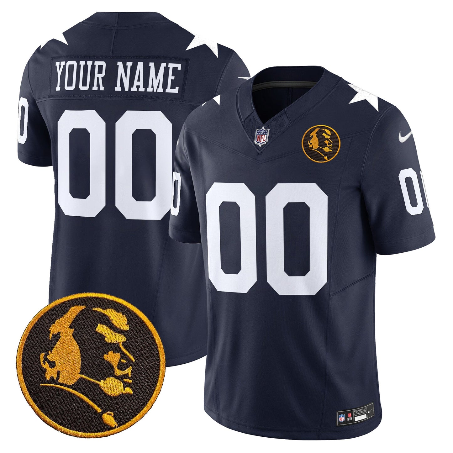 Cowboys Texas & John Madden Patch Vapor Limited Custom Jersey V2 - All Stitched