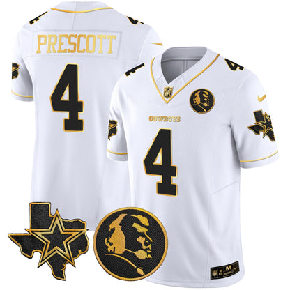 Cowboys Texas & John Madden Patch Gold Vapor Limited Jersey - All Stitched