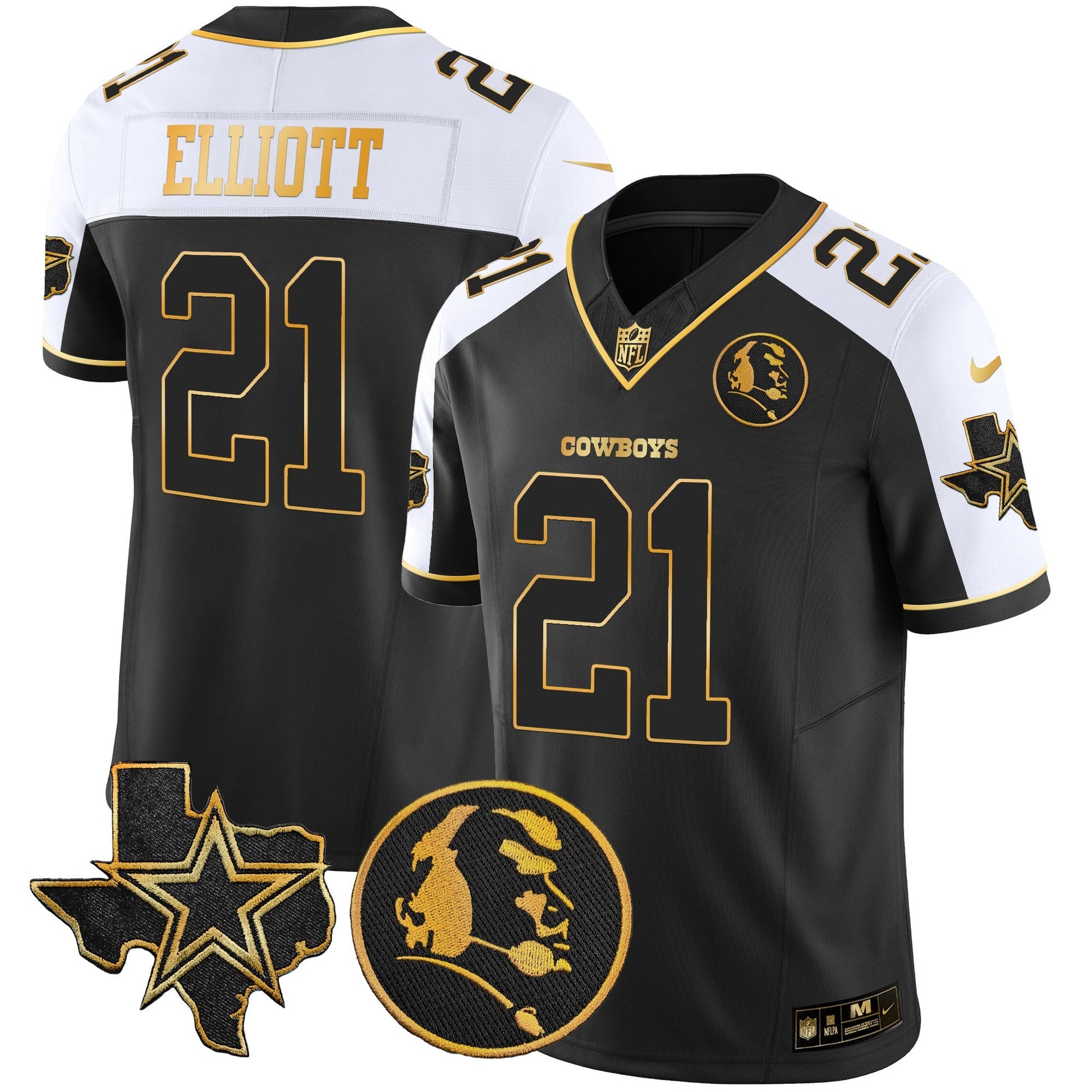Cowboys Texas & John Madden Patch Gold Vapor Limited Jersey - All Stitched