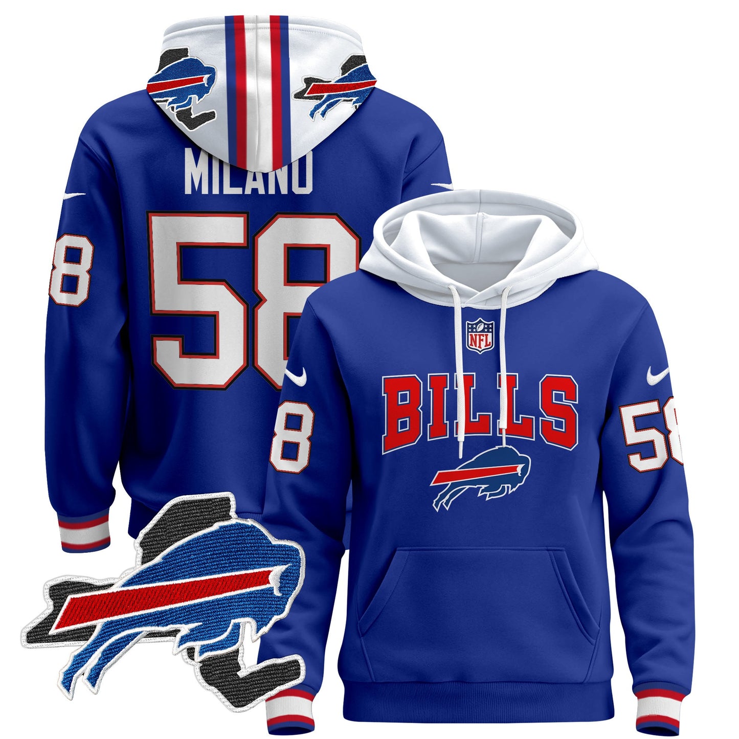 Men's Buffalo Bills 2024 Pullover Hoodie V3 - All Stitched