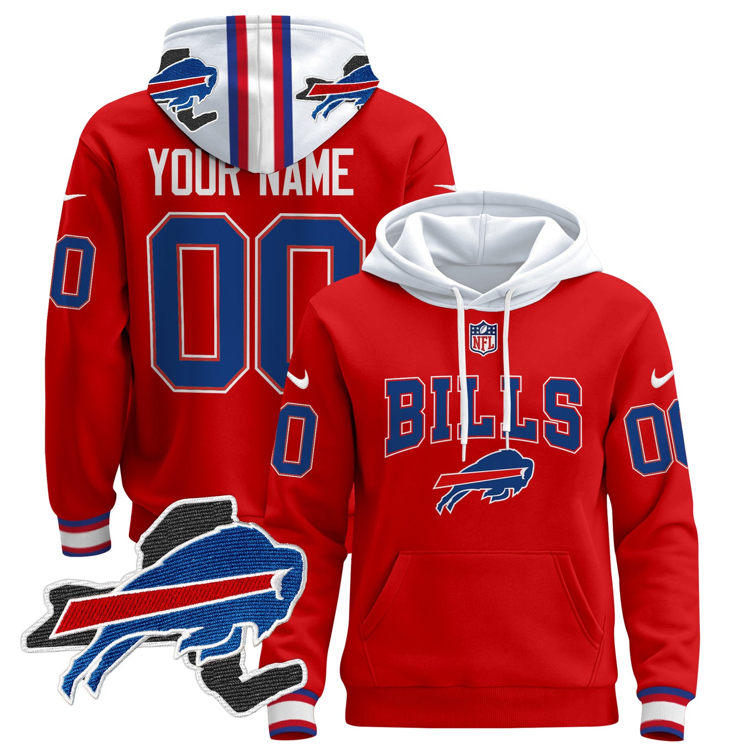 Buffalo Bills 2024 Custom Pullover Hoodie V3 - All Stitched