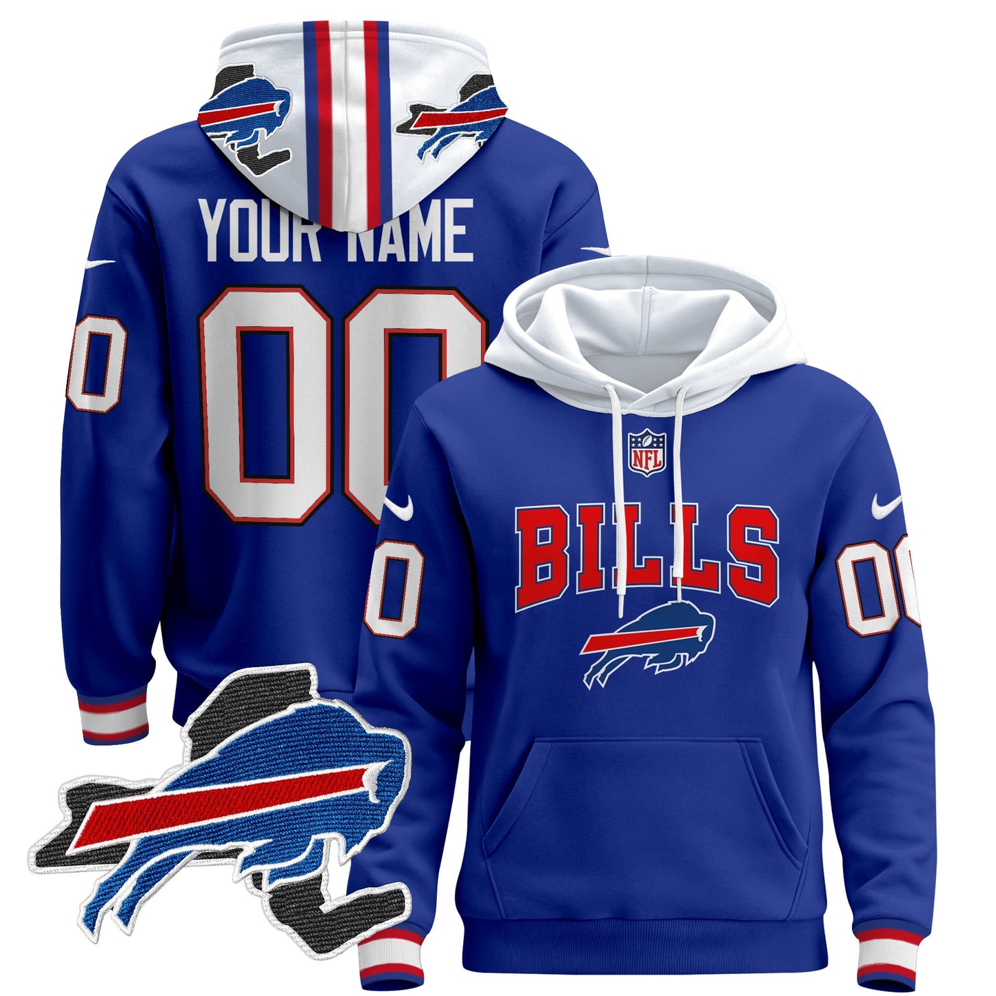 Buffalo Bills 2024 Custom Pullover Hoodie V3 - All Stitched