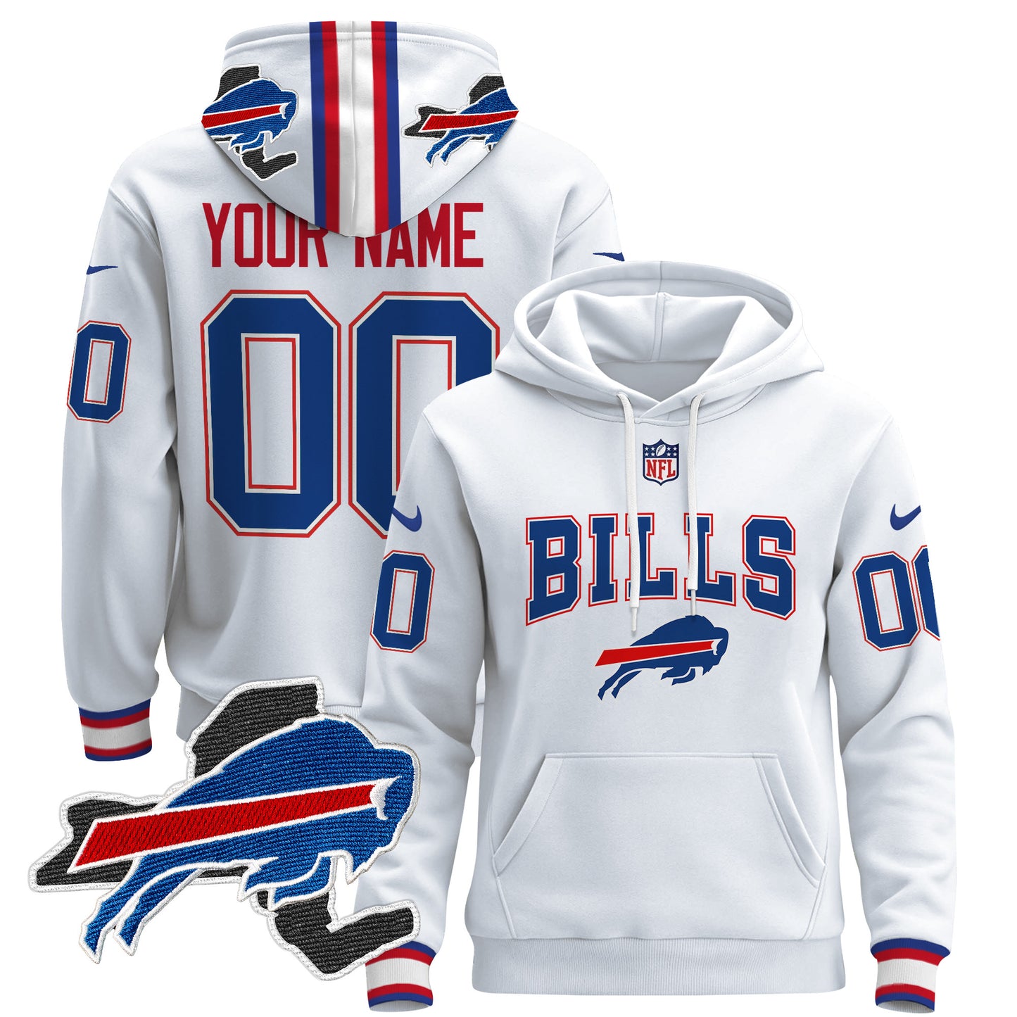 Buffalo Bills 2024 Custom Pullover Hoodie V3 - All Stitched