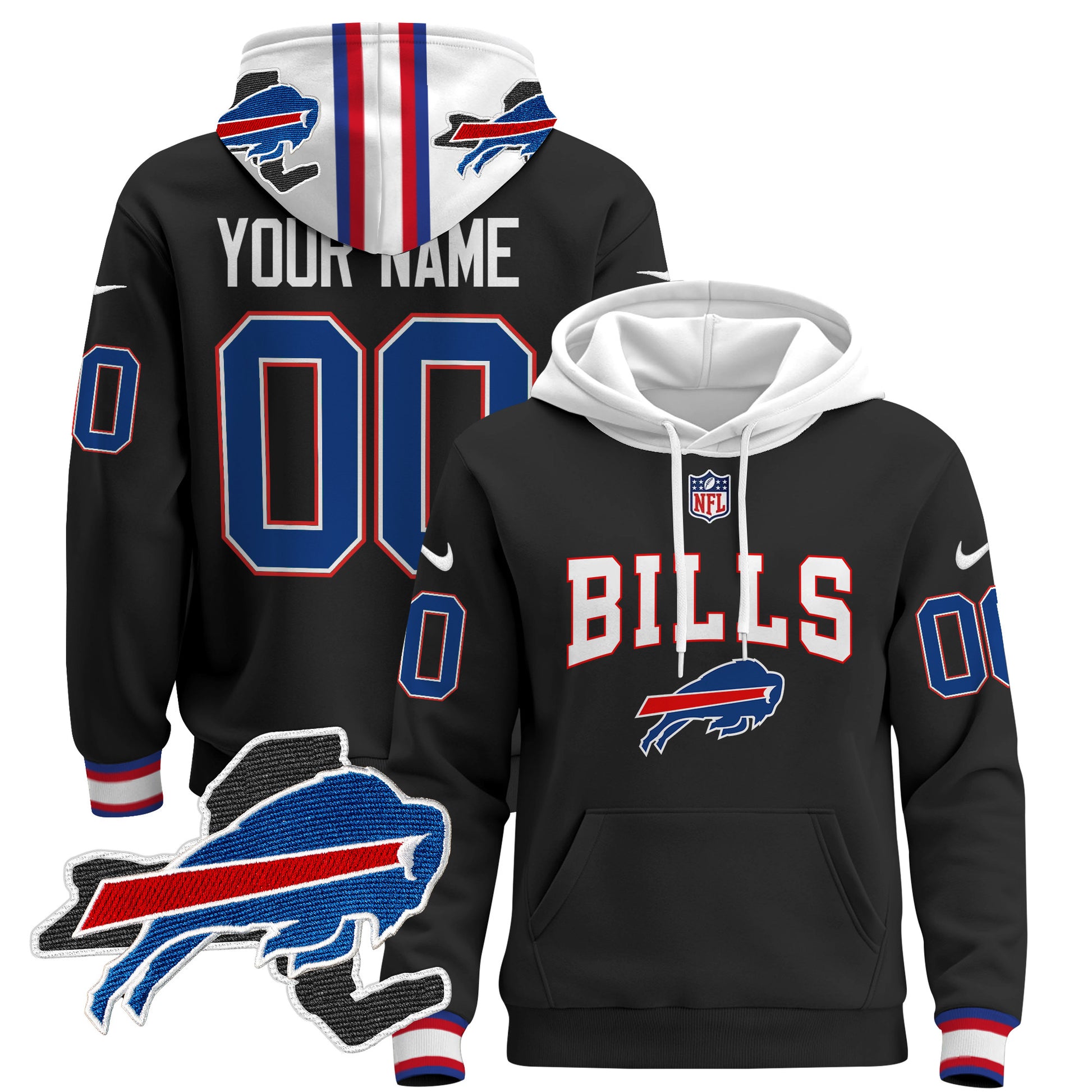 Buffalo Bills 2024 Custom Pullover Hoodie V3 - All Stitched
