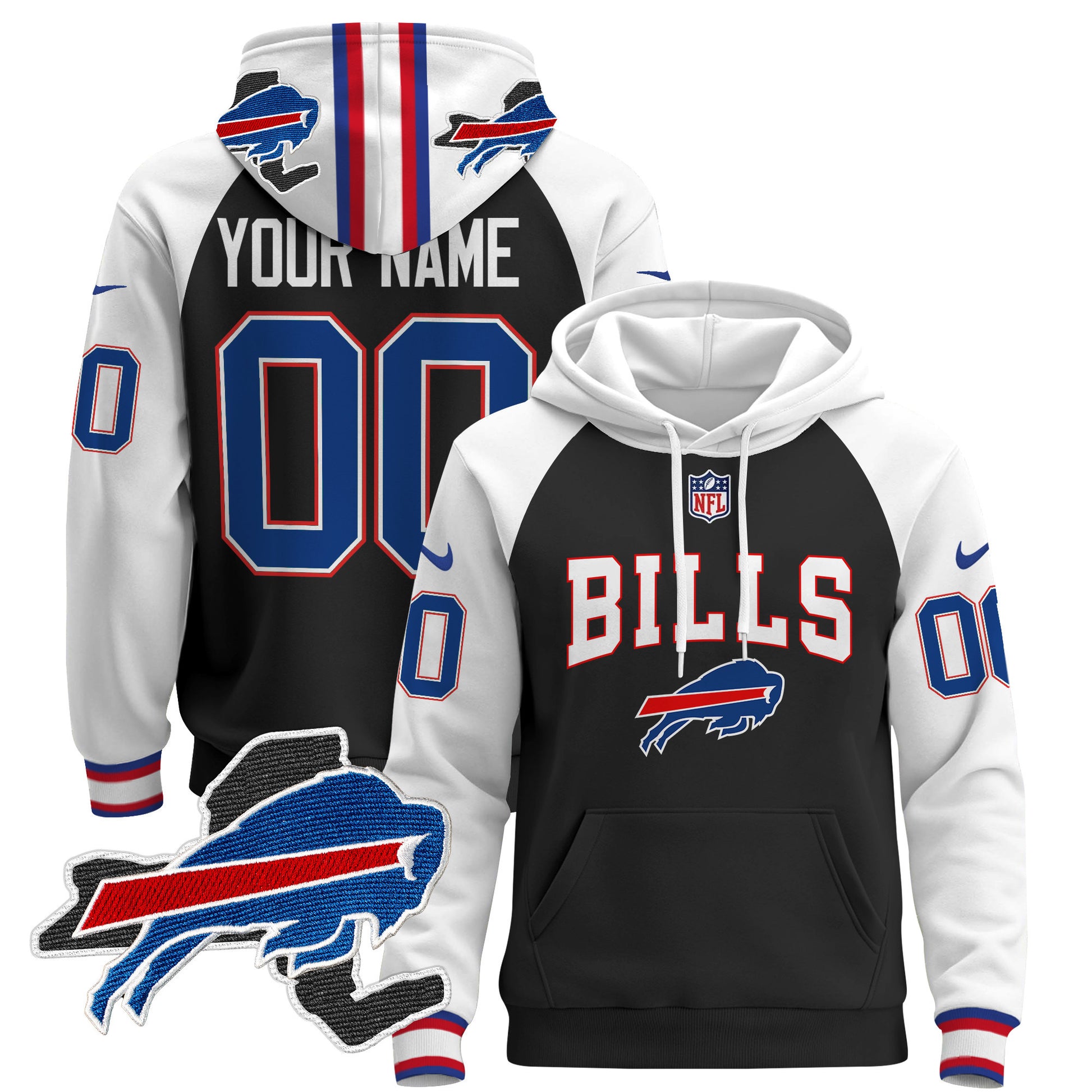 Buffalo Bills 2024 Custom Pullover Hoodie V3 - All Stitched