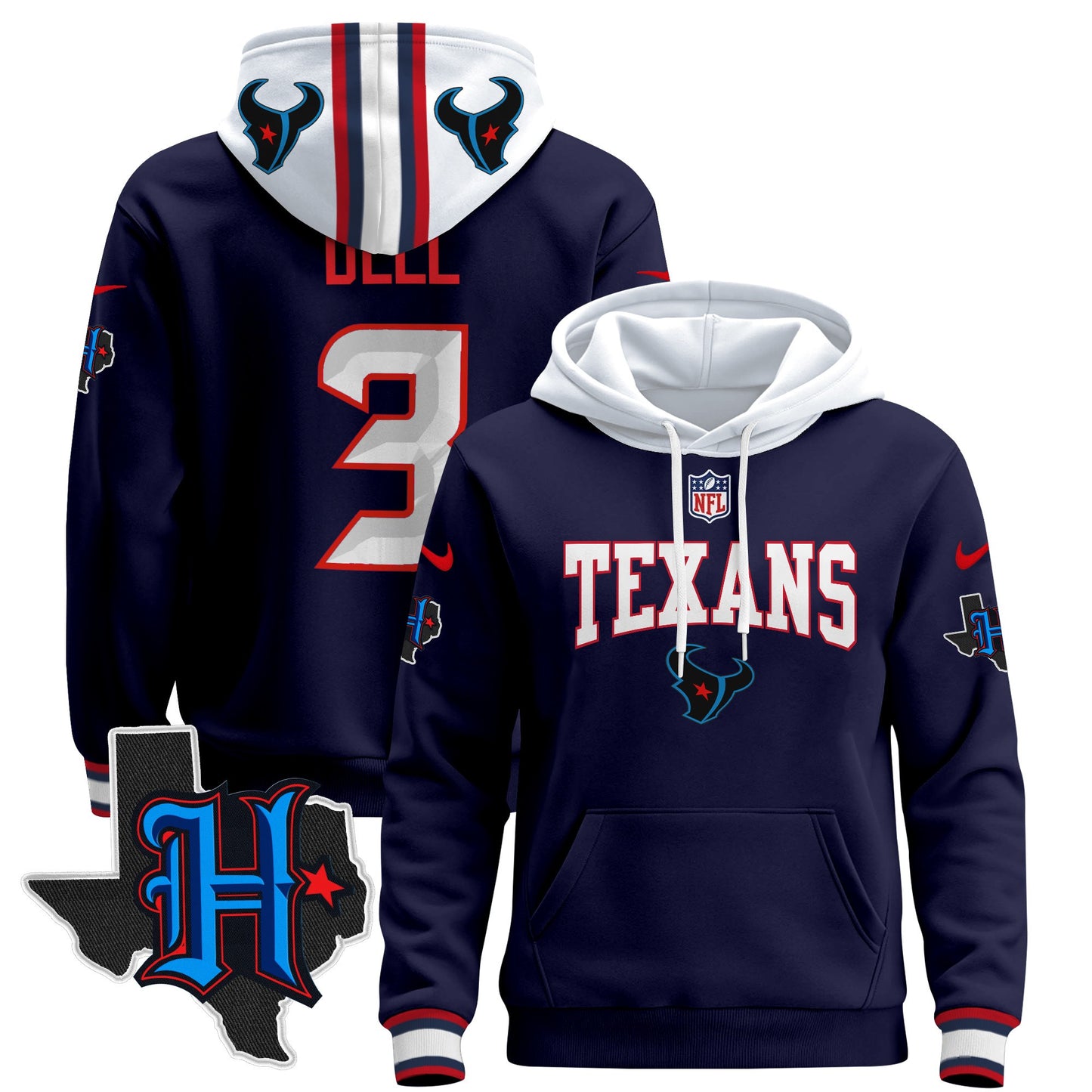 Men's Houston Texans 2024 Pullover Hoodie V3 - All Stitched