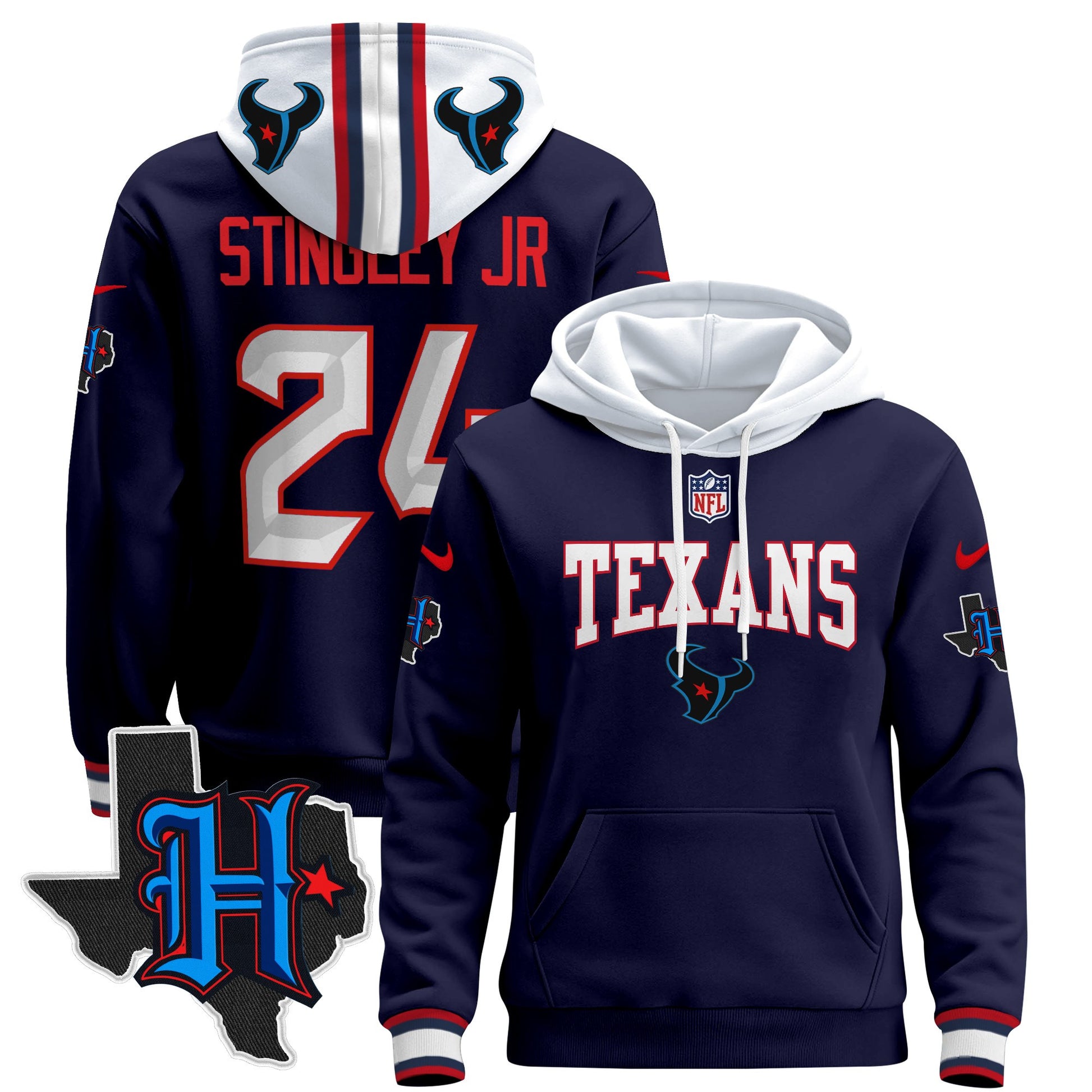 Men's Houston Texans 2024 Pullover Hoodie V3 - All Stitched