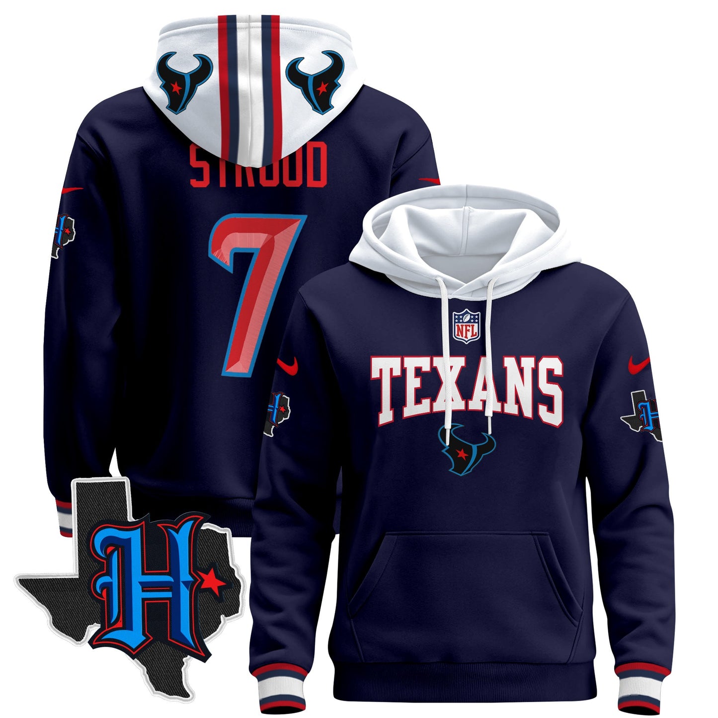 Men's Houston Texans 2024 Pullover Hoodie V3 - All Stitched