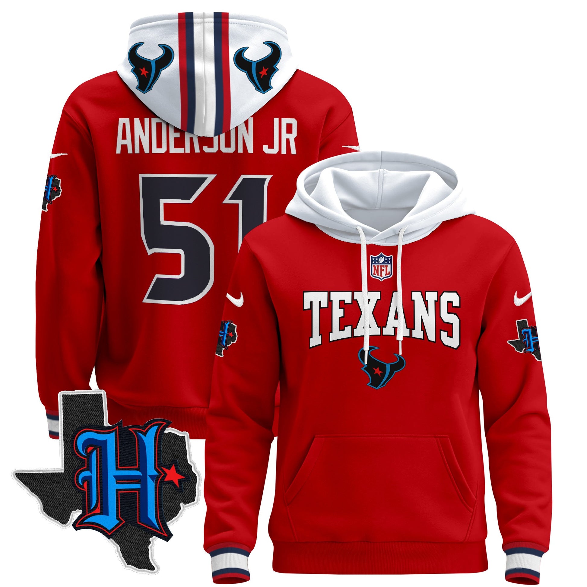 Men's Houston Texans 2024 Pullover Hoodie V3 - All Stitched