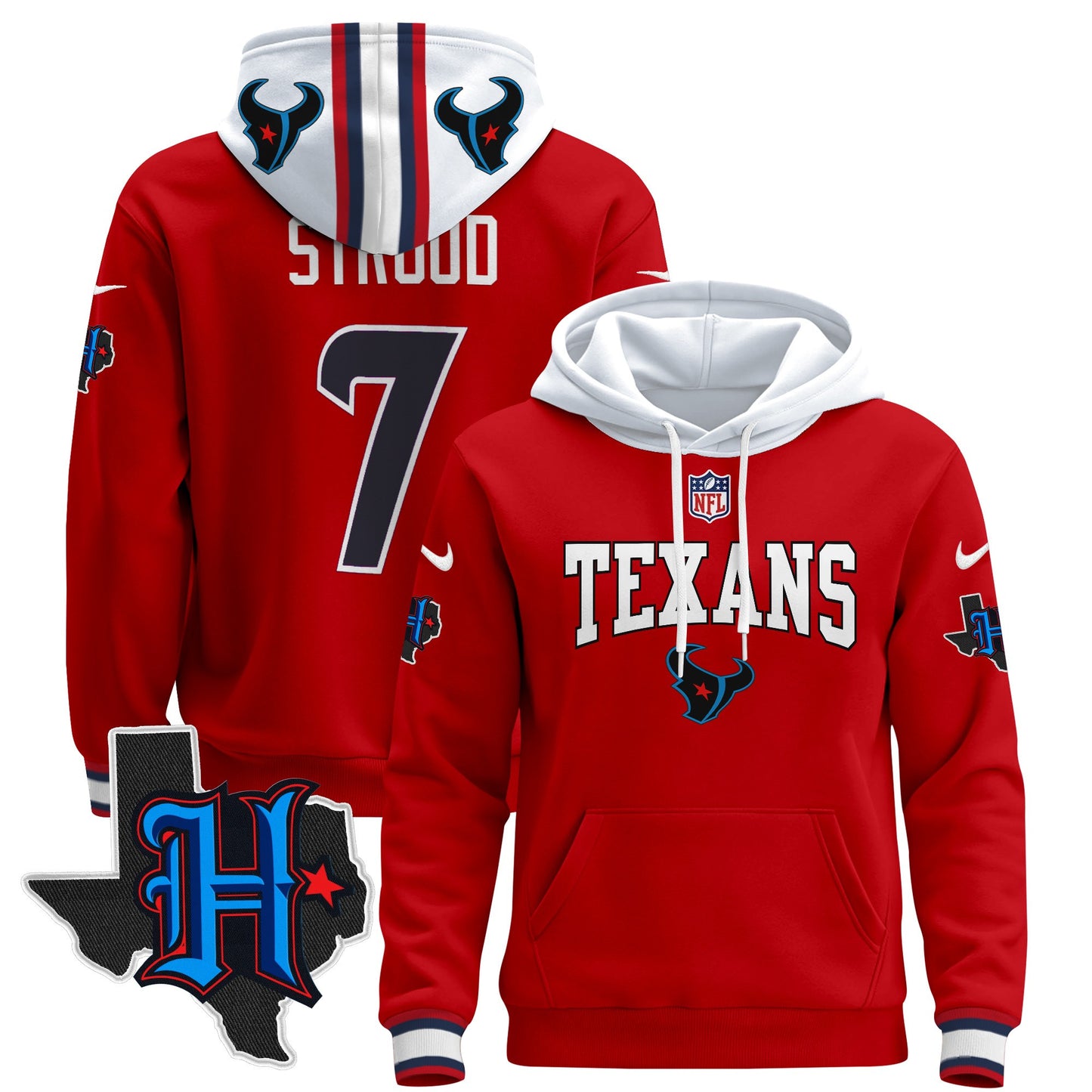 Men's Houston Texans 2024 Pullover Hoodie V3 - All Stitched