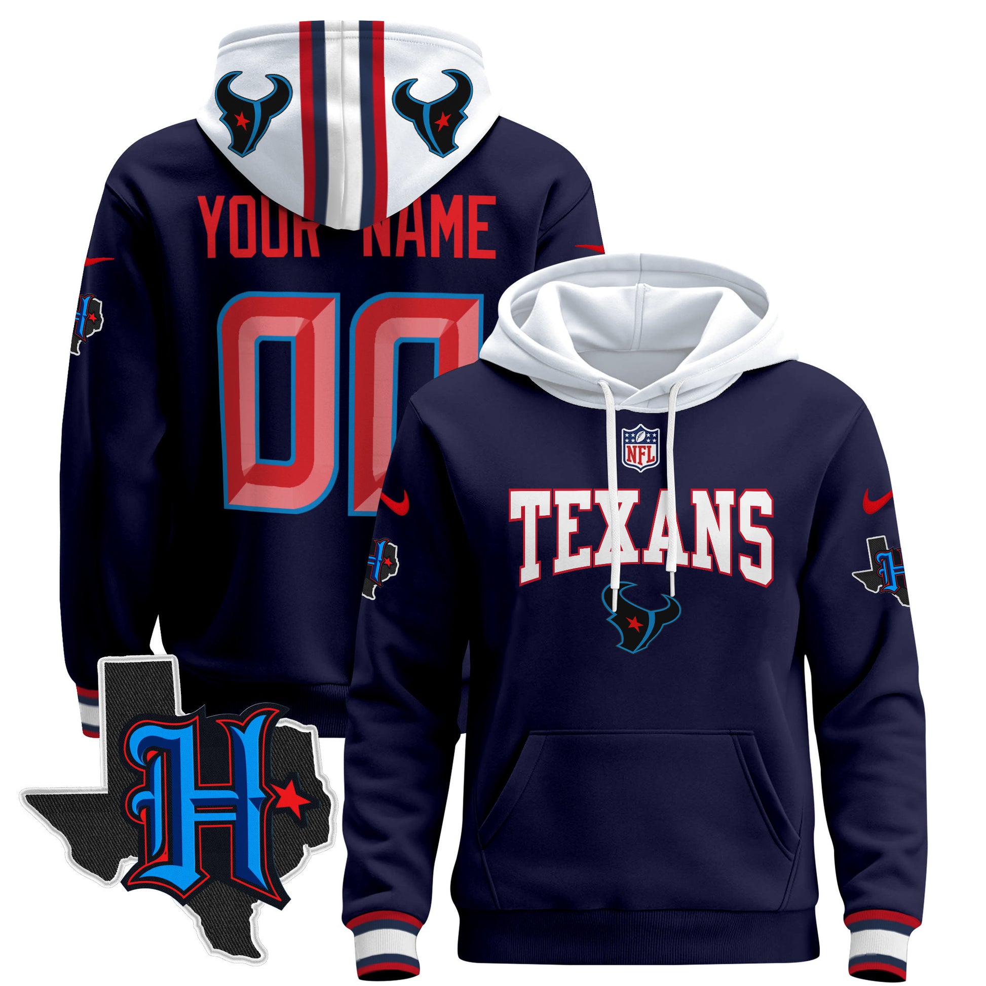 Houston Texans 2024 Custom Pullover Hoodie V3 - All Stitched