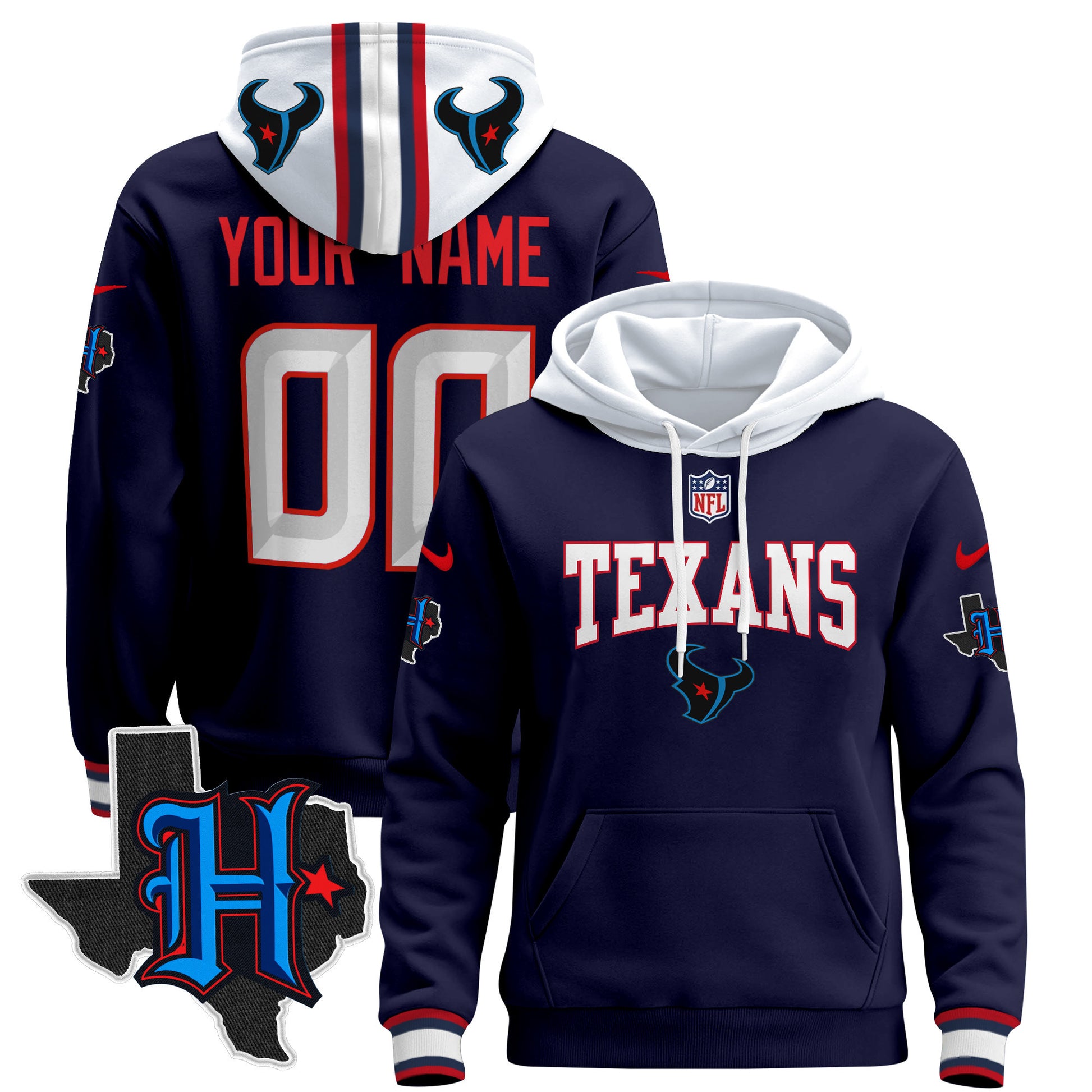 Houston Texans 2024 Custom Pullover Hoodie V3 - All Stitched