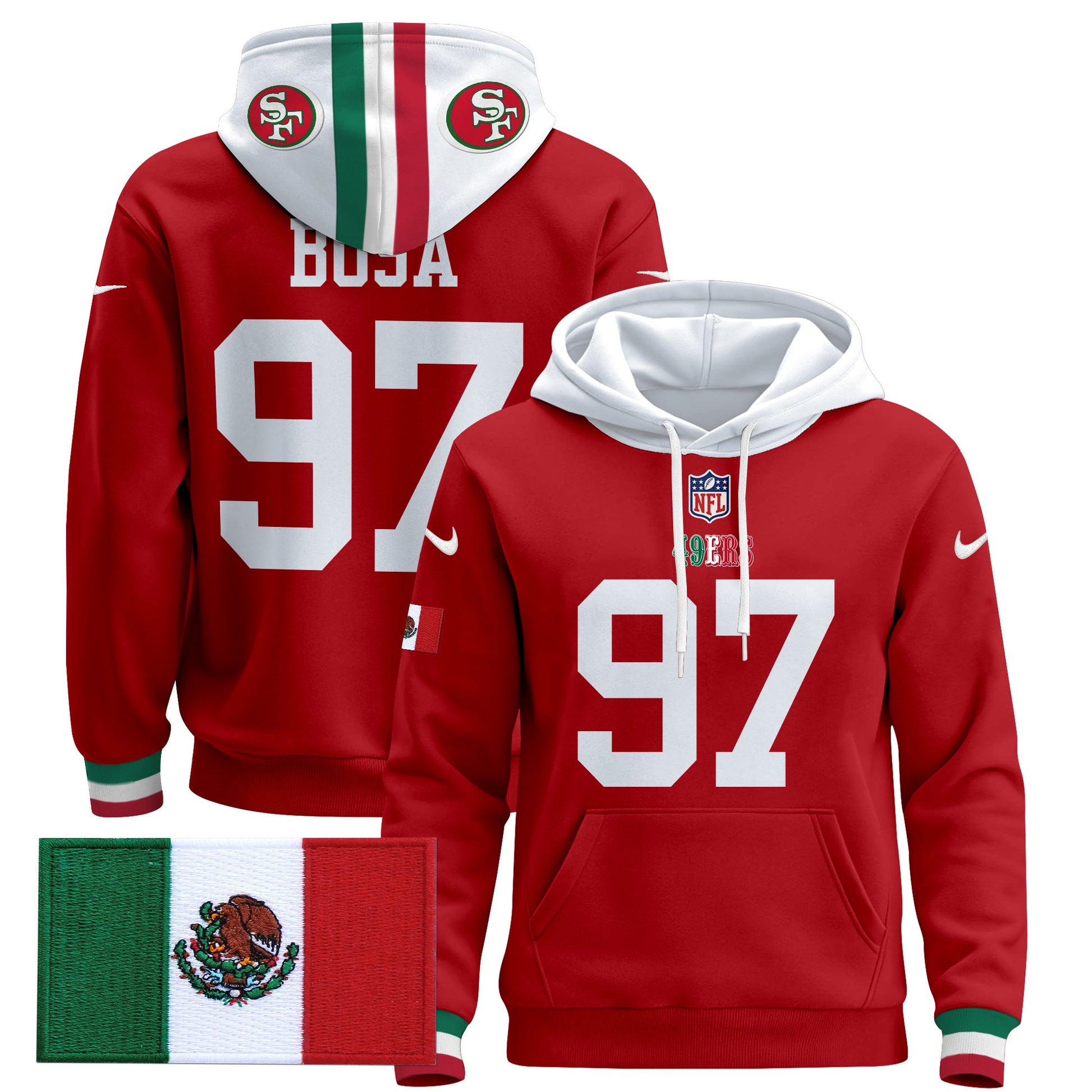 Men's 49ers Mexico 2024 Pullover Hoodie - All Stitched