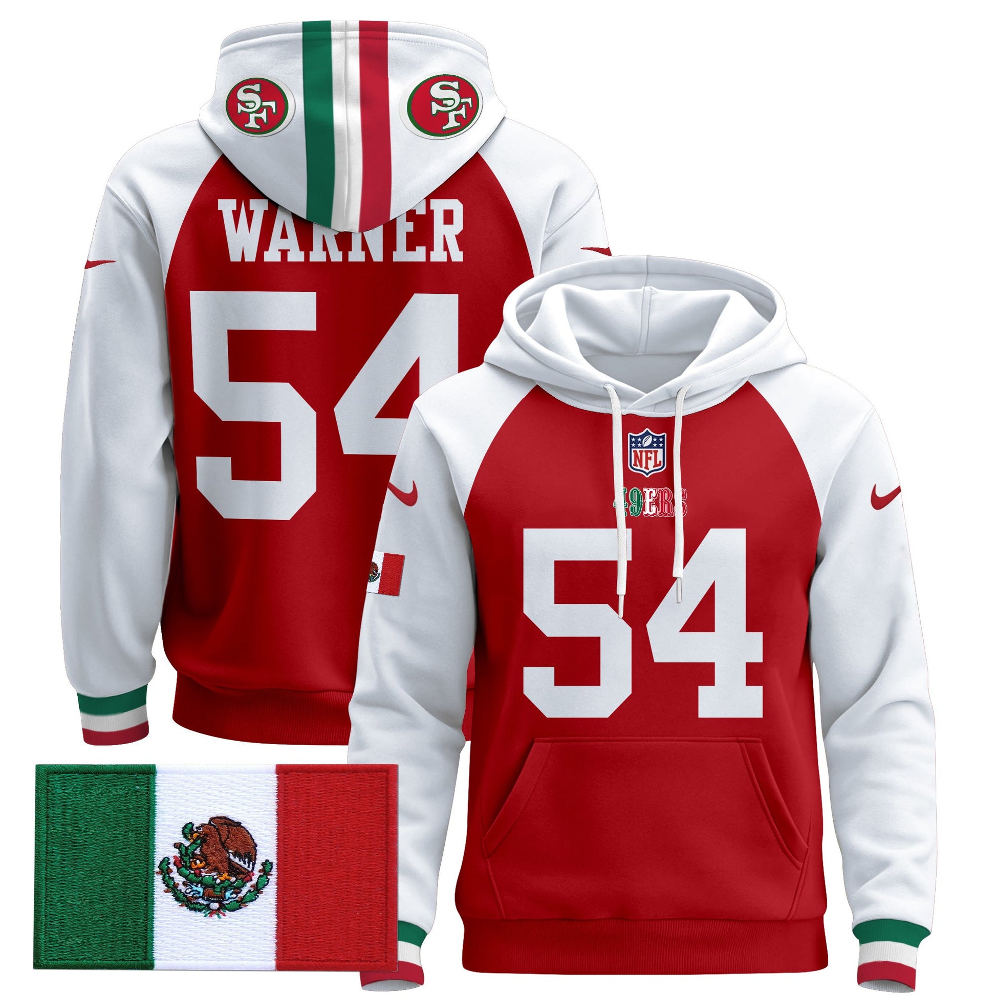 Men's 49ers Mexico 2024 Pullover Hoodie - All Stitched