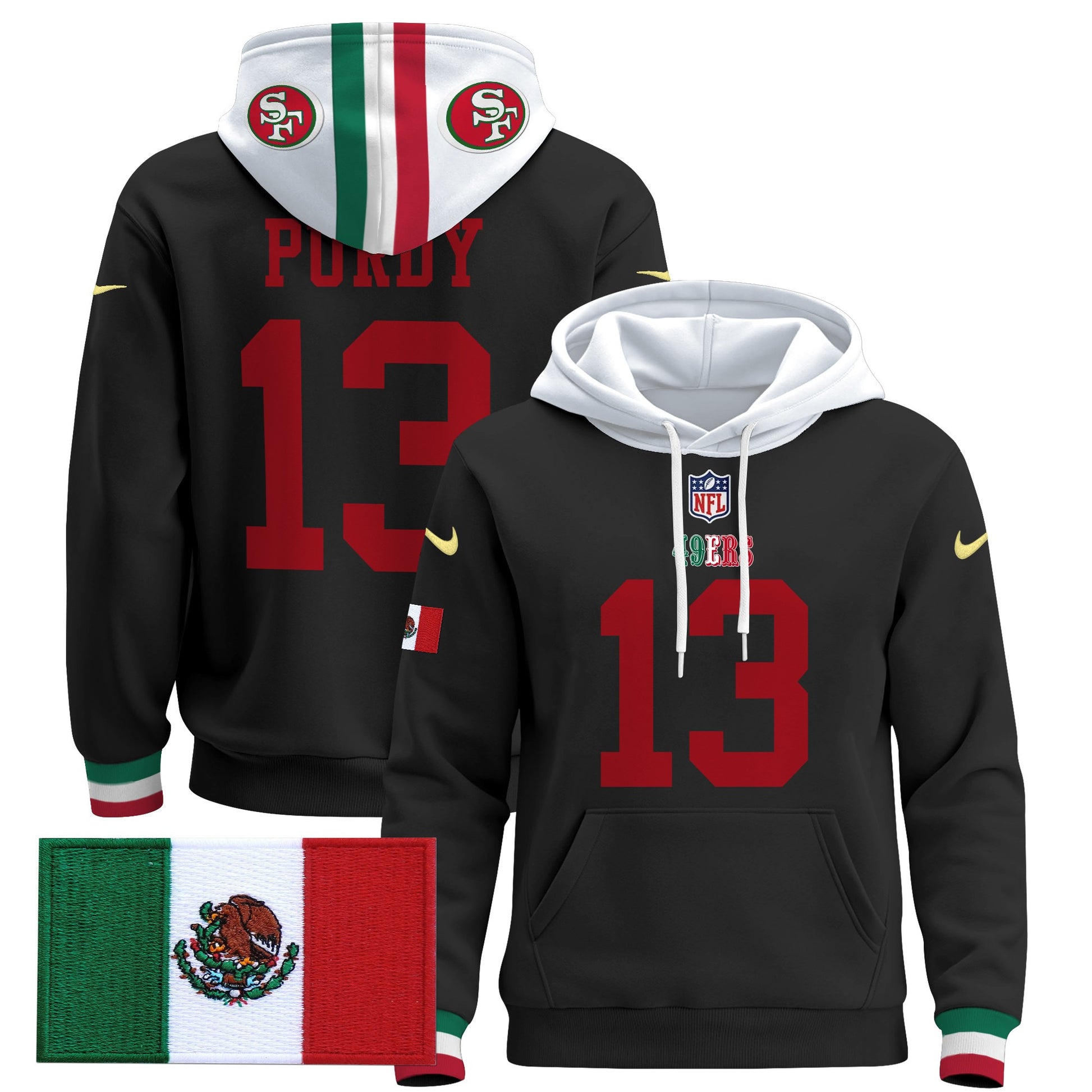 Men's 49ers Mexico 2024 Pullover Hoodie - All Stitched