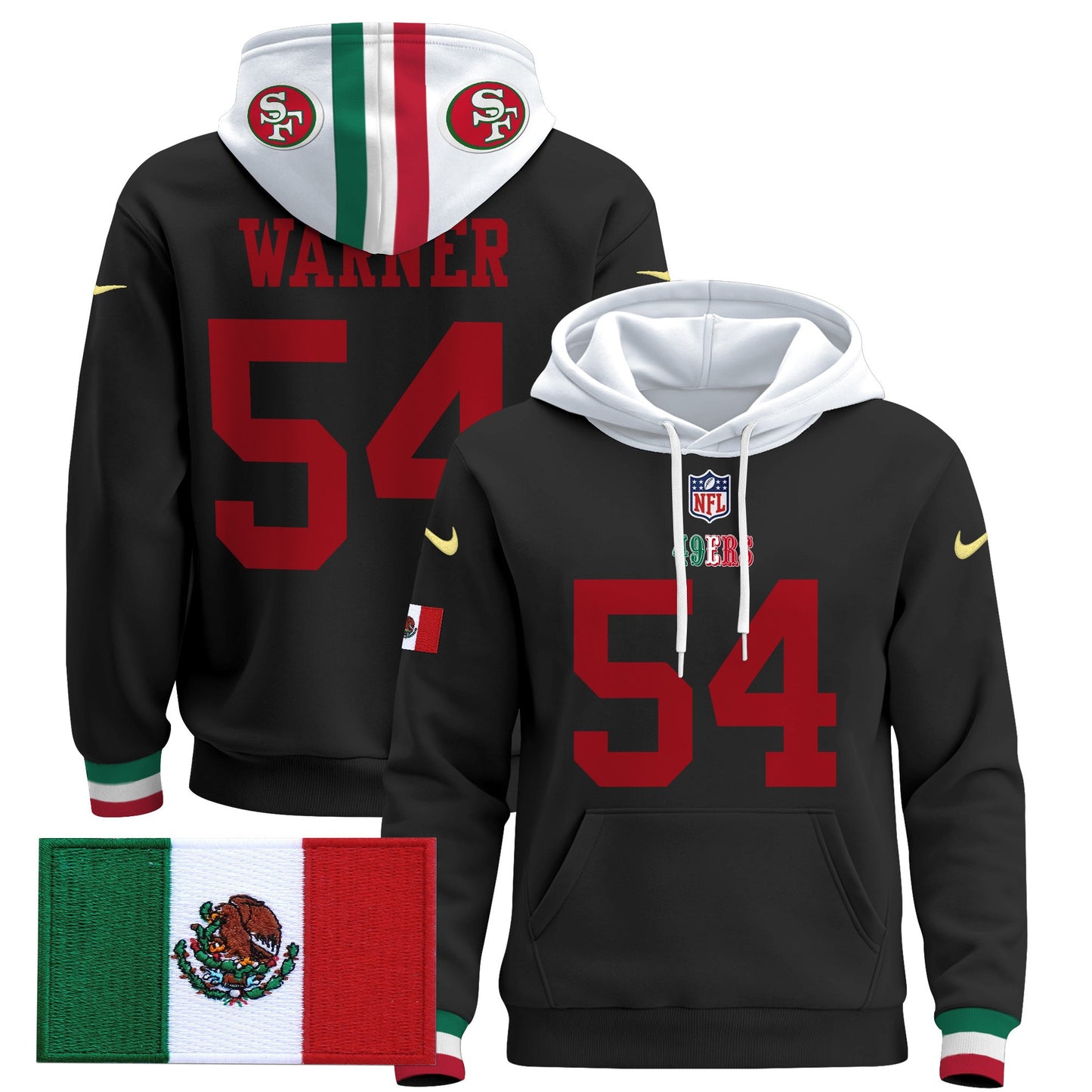Men's 49ers Mexico 2024 Pullover Hoodie - All Stitched