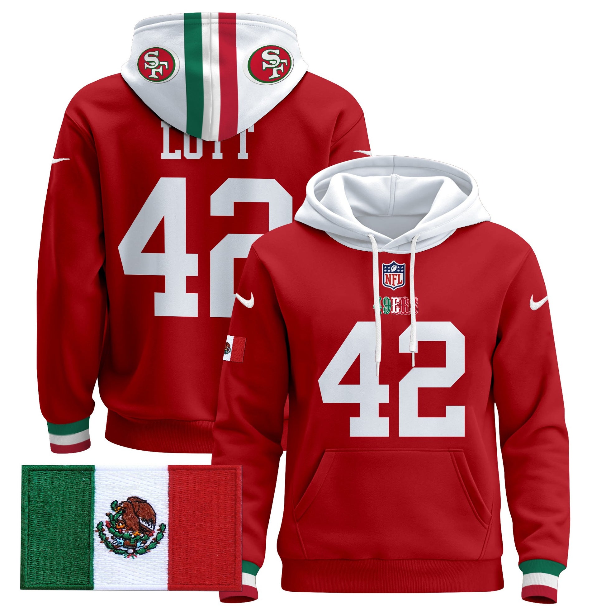 Men's 49ers Mexico 2024 Pullover Hoodie - All Stitched