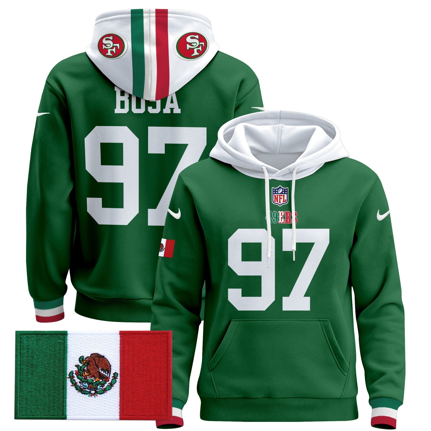 Men's 49ers Mexico 2024 Pullover Hoodie - All Stitched