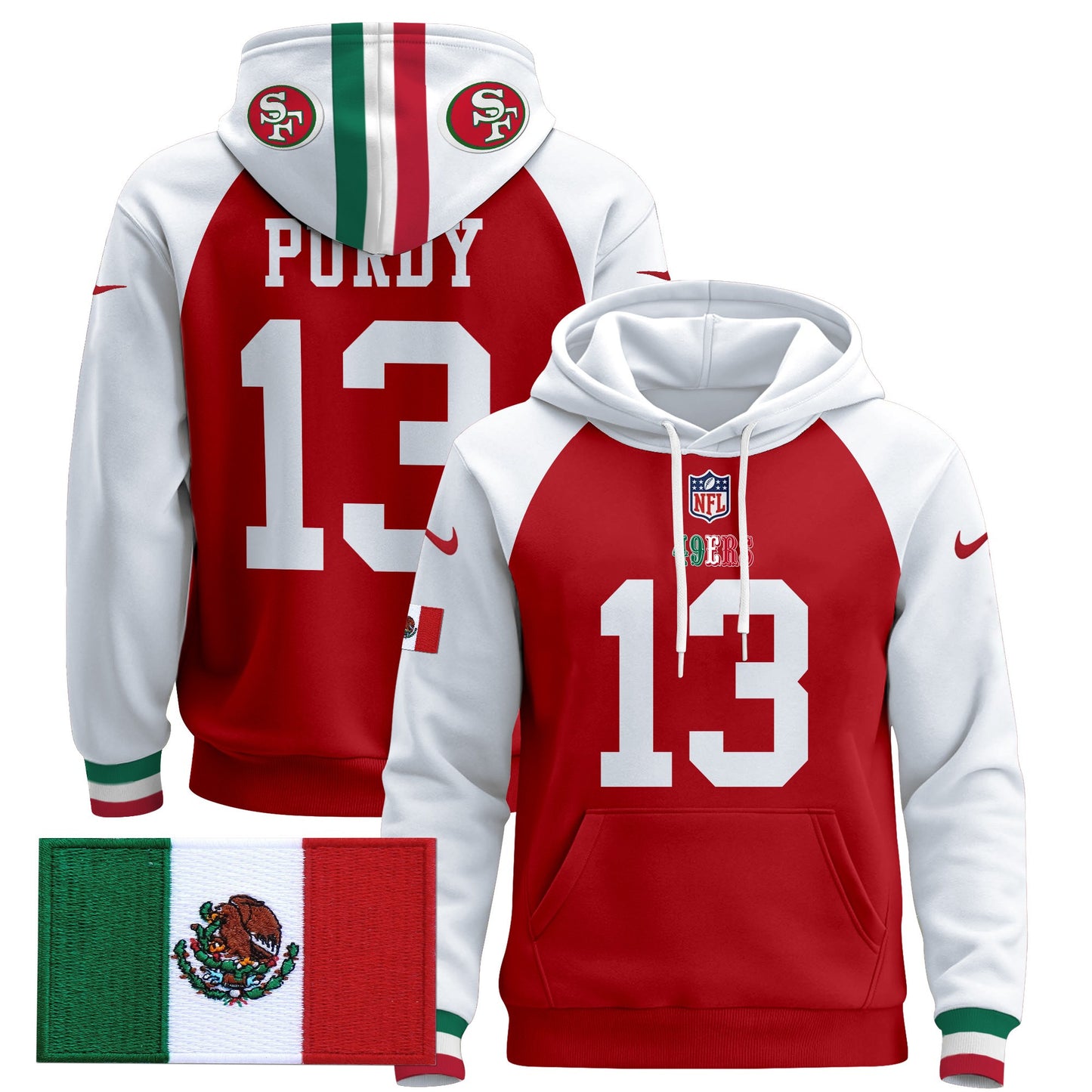 Men's 49ers Mexico 2024 Pullover Hoodie - All Stitched