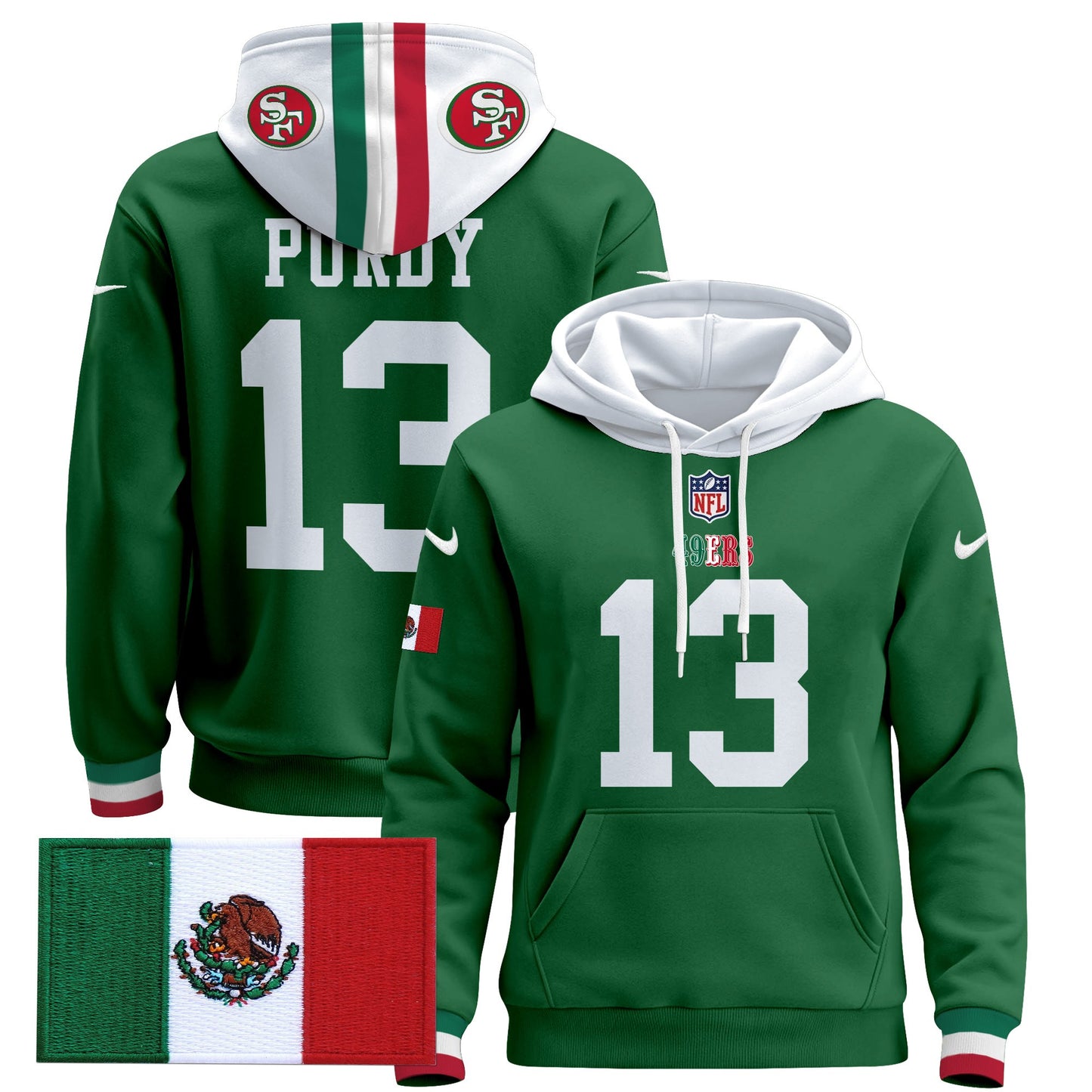 Men's 49ers Mexico 2024 Pullover Hoodie - All Stitched
