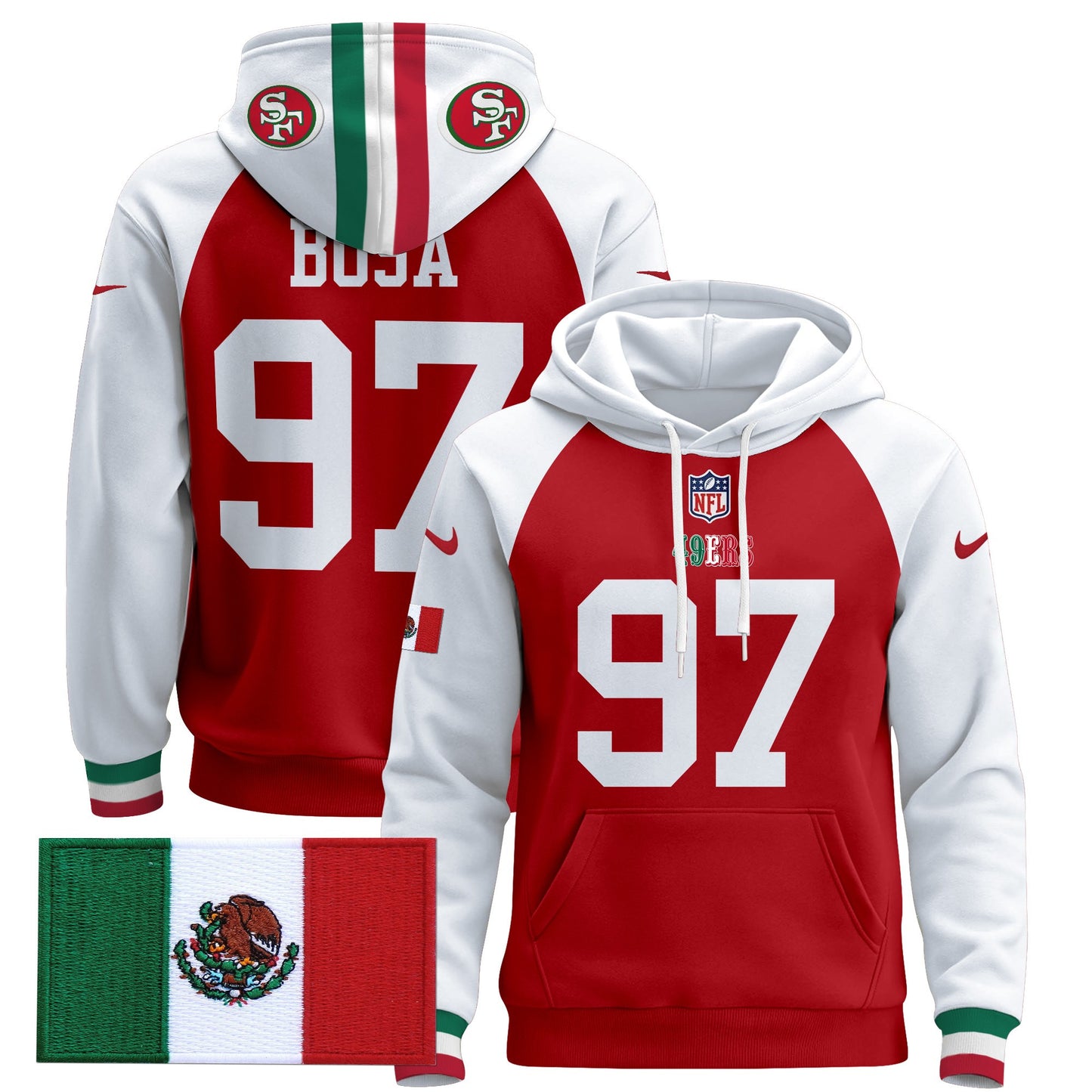 Men's 49ers Mexico 2024 Pullover Hoodie - All Stitched