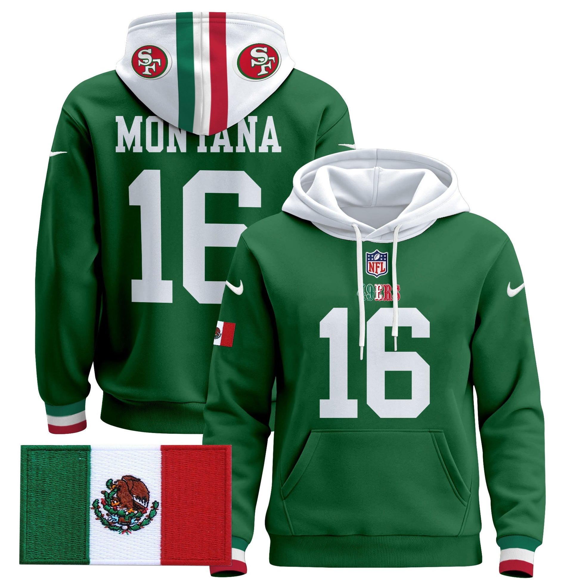 Men's 49ers Mexico 2024 Pullover Hoodie - All Stitched