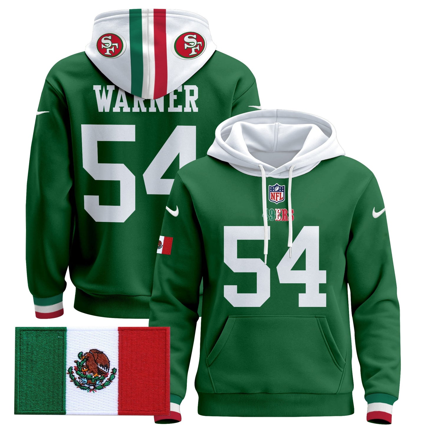 Men's 49ers Mexico 2024 Pullover Hoodie - All Stitched